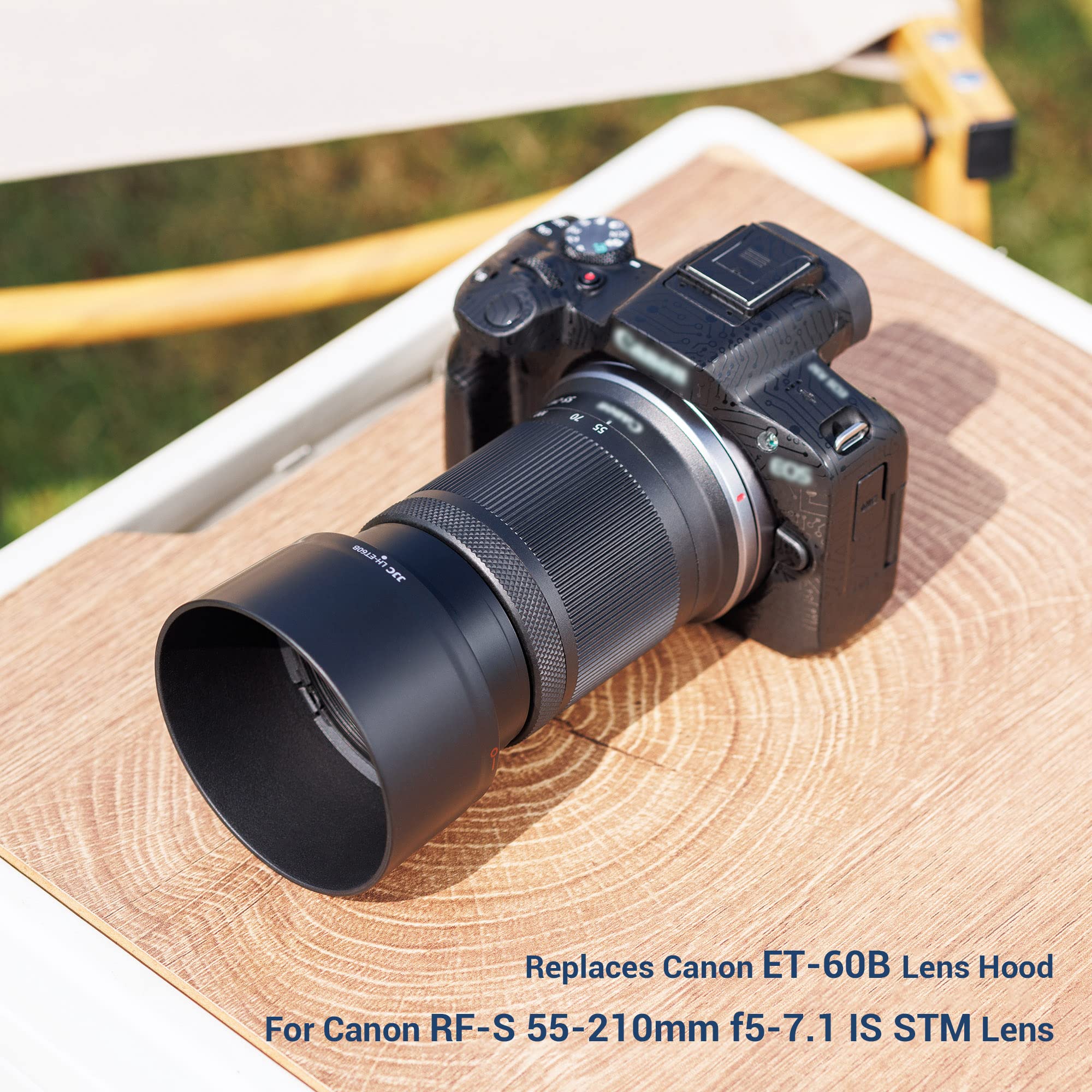 JJC ET-60B Lens Hood for Canon RF-S 55-210mm f/5-7.1 is STM Telephoto Zoom Lens on Canon R50 R100 Replaces Canon ET-60B with Reversible Design, Compatible with 55mm Filter and Lens Cap - Image 2