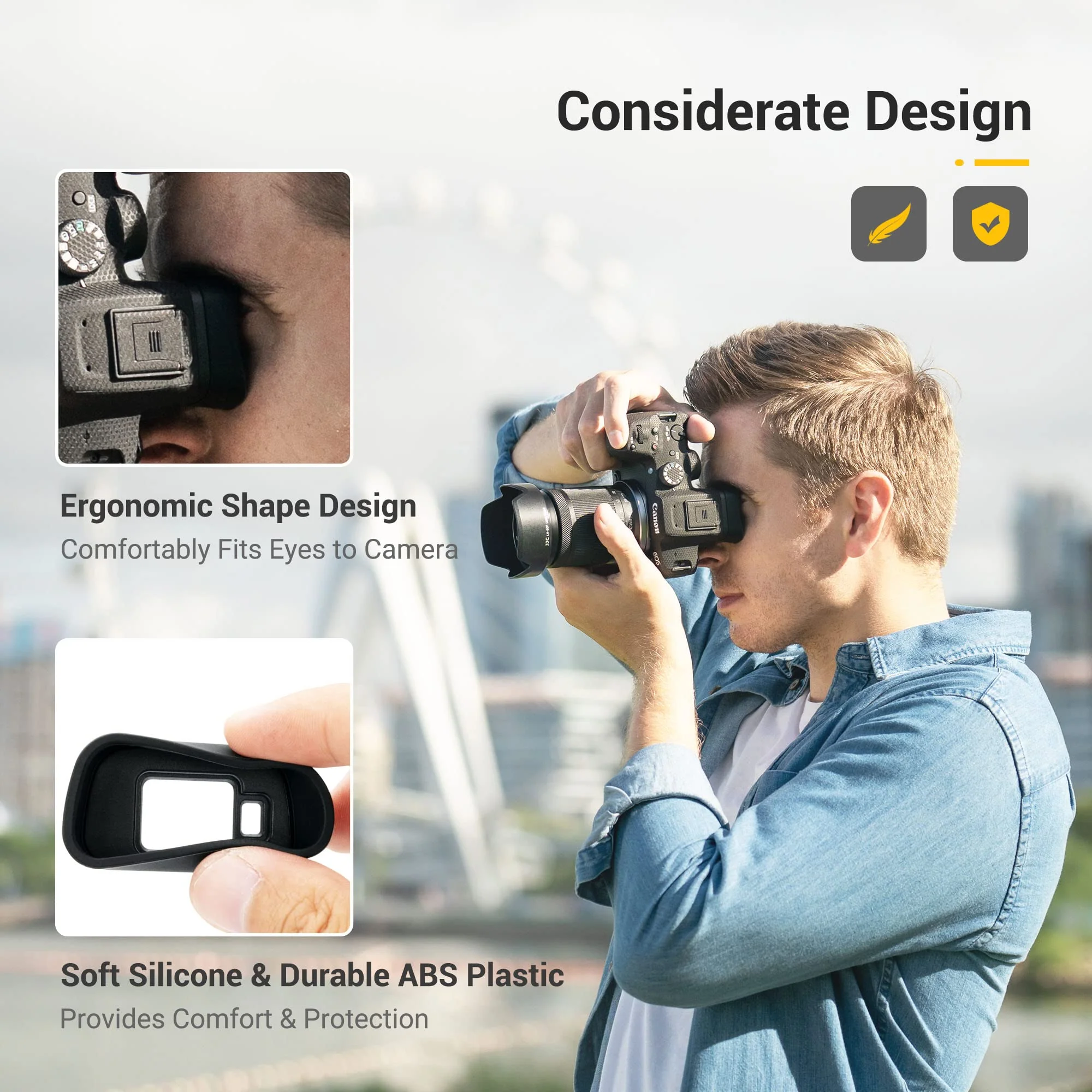 JJC Eyecup Eyepiece Viewfinder for Canon EOS R7 Camera with Soft Silicone Extended Design For EOS R7 - Image 4