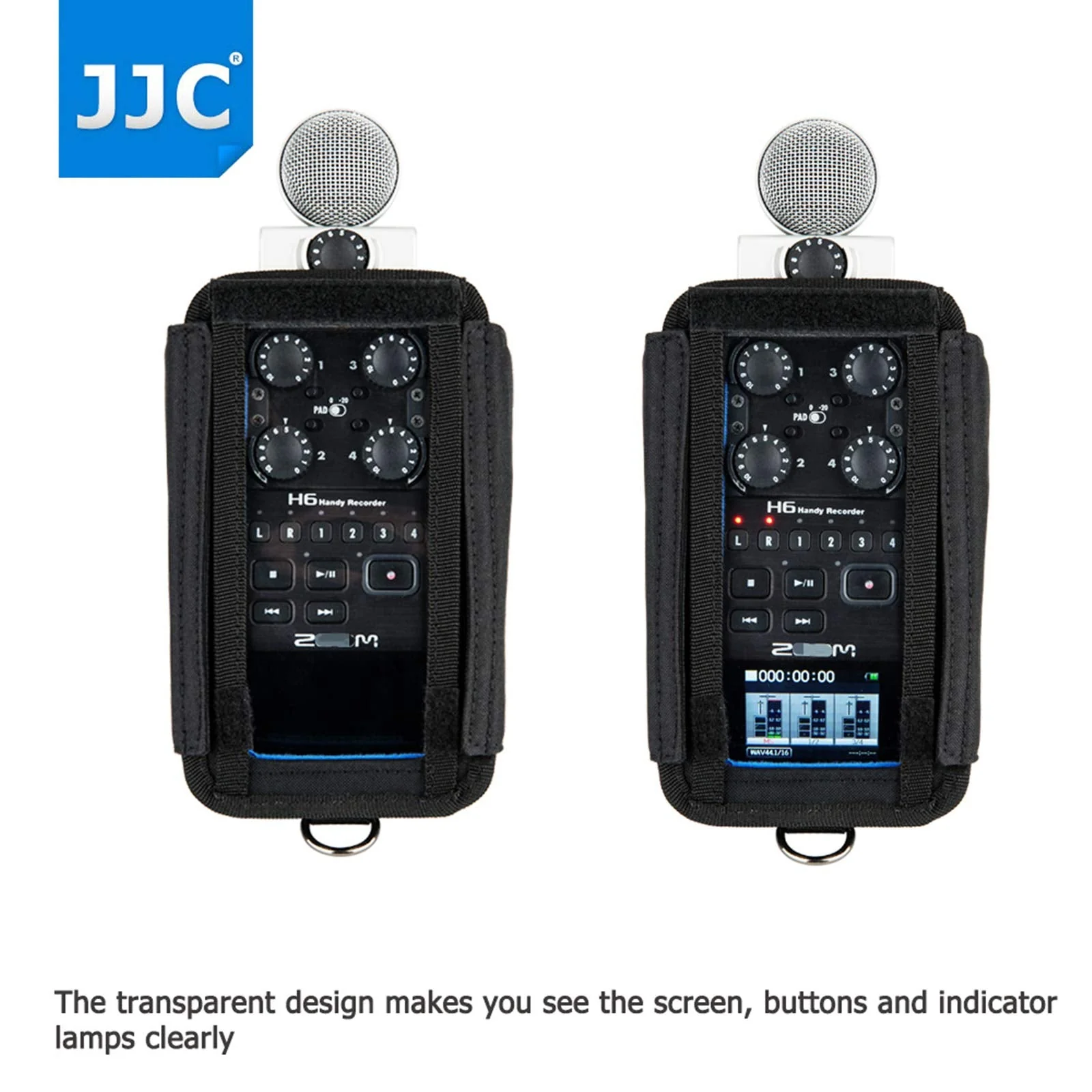 JJC H6 Protective Carrying Storage Pouch Case Bag for Zoom H6 & H6 All Black 2020 Version Handy Portable Recorder replaces Zoom PCH-6 Case, with Clear Visible Front Face Cover Protector for H6 & H6 Black - Image 3