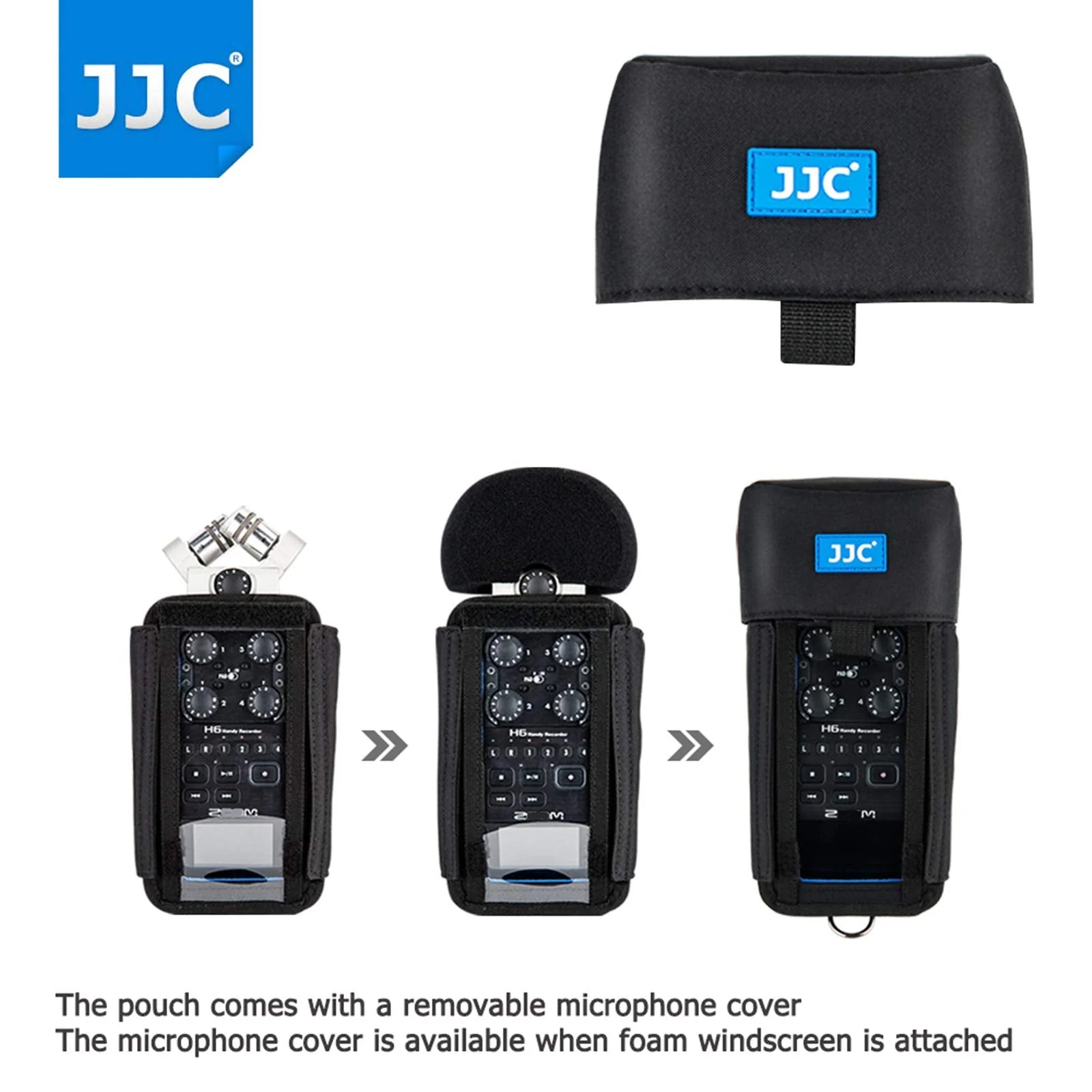 JJC H6 Protective Carrying Storage Pouch Case Bag for Zoom H6 & H6 All Black 2020 Version Handy Portable Recorder replaces Zoom PCH-6 Case, with Clear Visible Front Face Cover Protector for H6 & H6 Black - Image 5