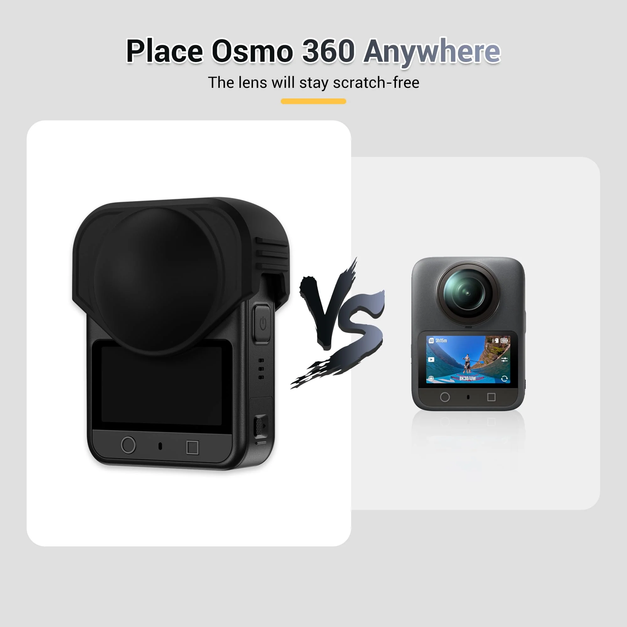 JJC Lens Cover for DJI Osmo 360, Silicone Cover Compatible with Osmo360 LensProtector, Protective Rubber Cap Protect Front & Rear Lens from Crack Bumps Dust Scratch When Not Using Large-Compatible with Lens Guard - Image 4