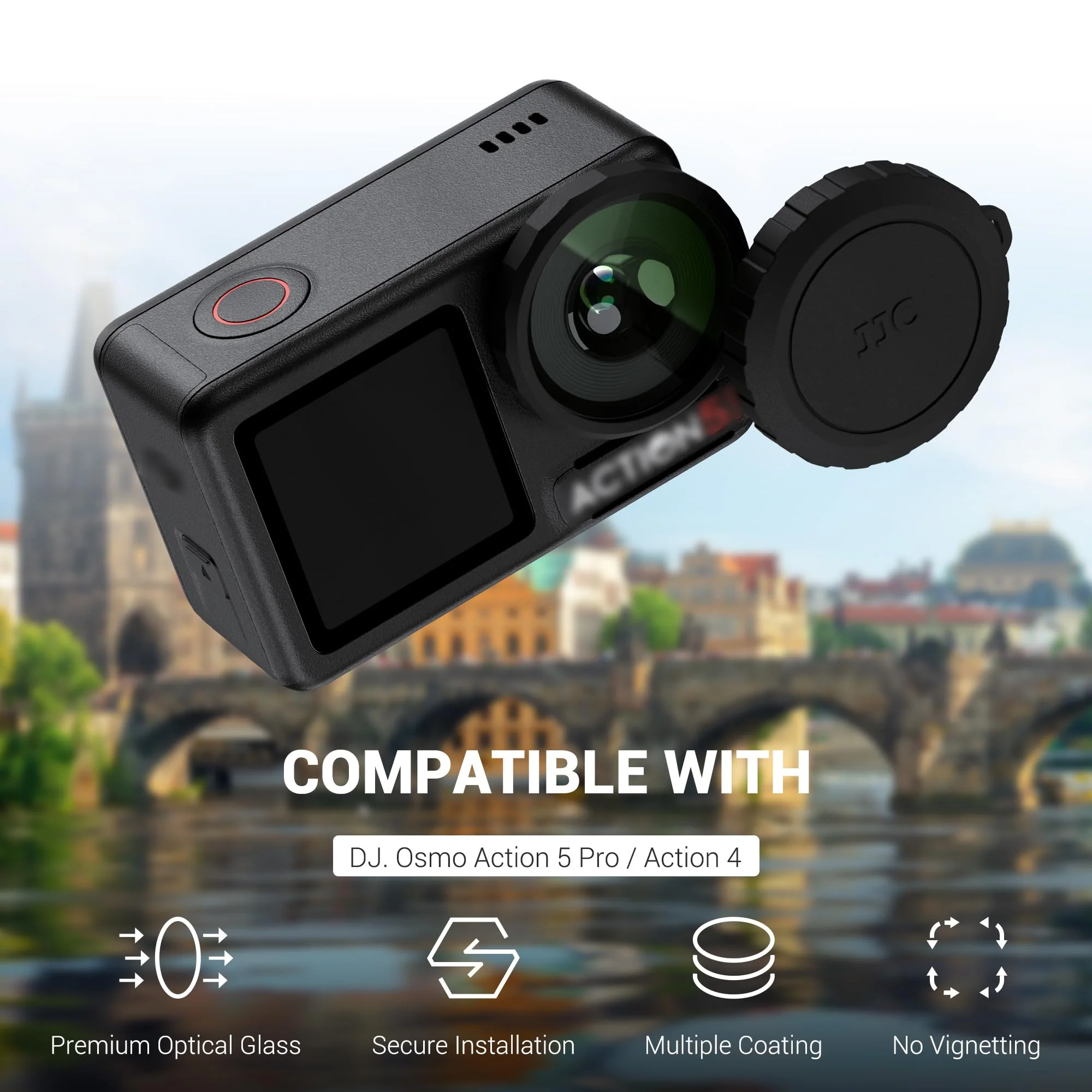 JJC Screw On UV Filter for DJI Osmo Action 5 Pro 4 Only,with Rubber Lens Cap,Replace OEM Osmo Action 5 Pro Glass Lens Cover,Multi Coated HD Optical Glass,Absorb Ultraviolet Light & Reduce Bluish Cast Ultraviolet Filter - Image 3
