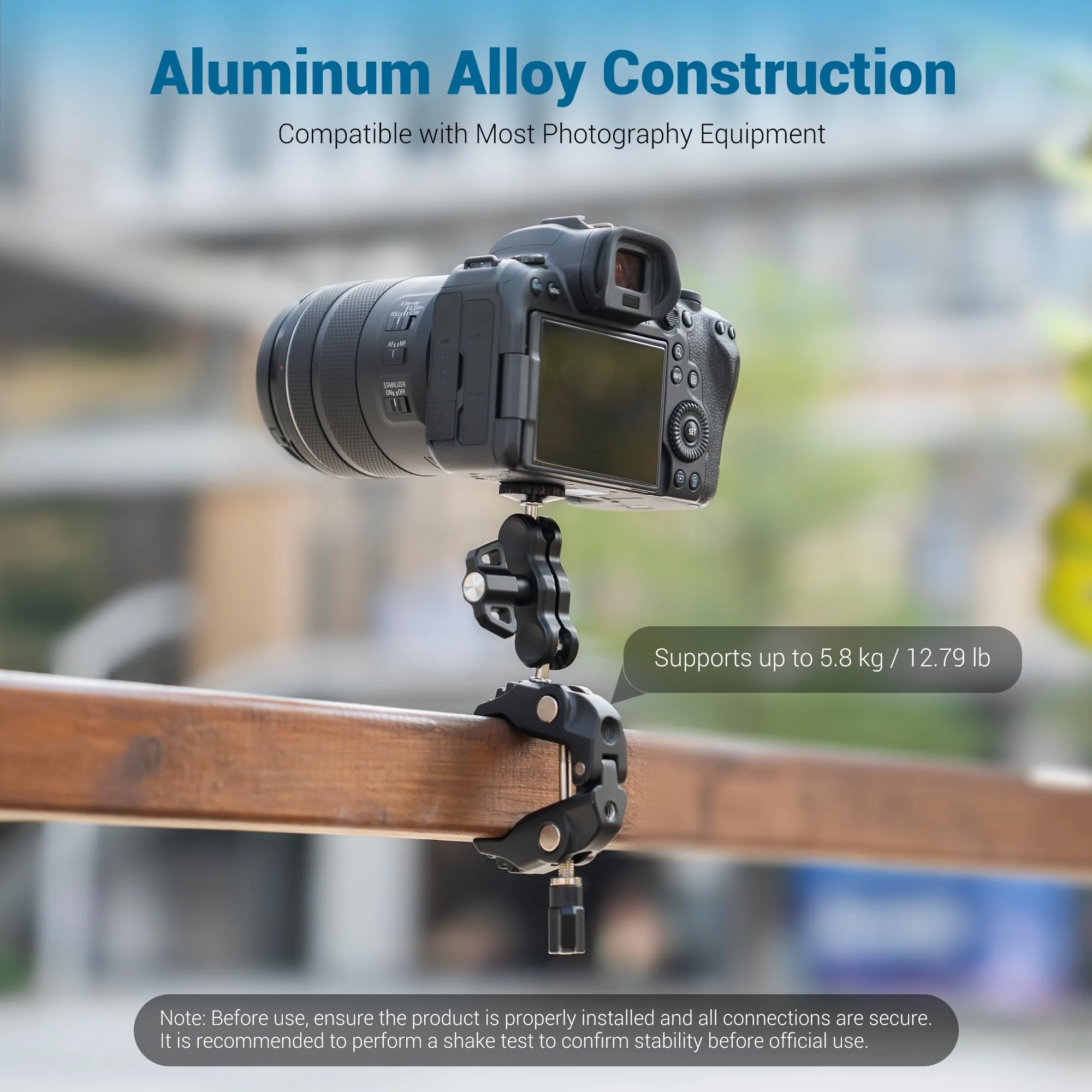 JJC Super Camera Clamp Mount Kit with 1/4'' Ballhead for DSLR DJI Osmo Gopro Hero Insta360 Action Camera Smartphone on Desk Motorcycle Bicycle Bracket Handrail Trolley Cross Bar Flag Vlog Video Record Clamp Kit - Image 4