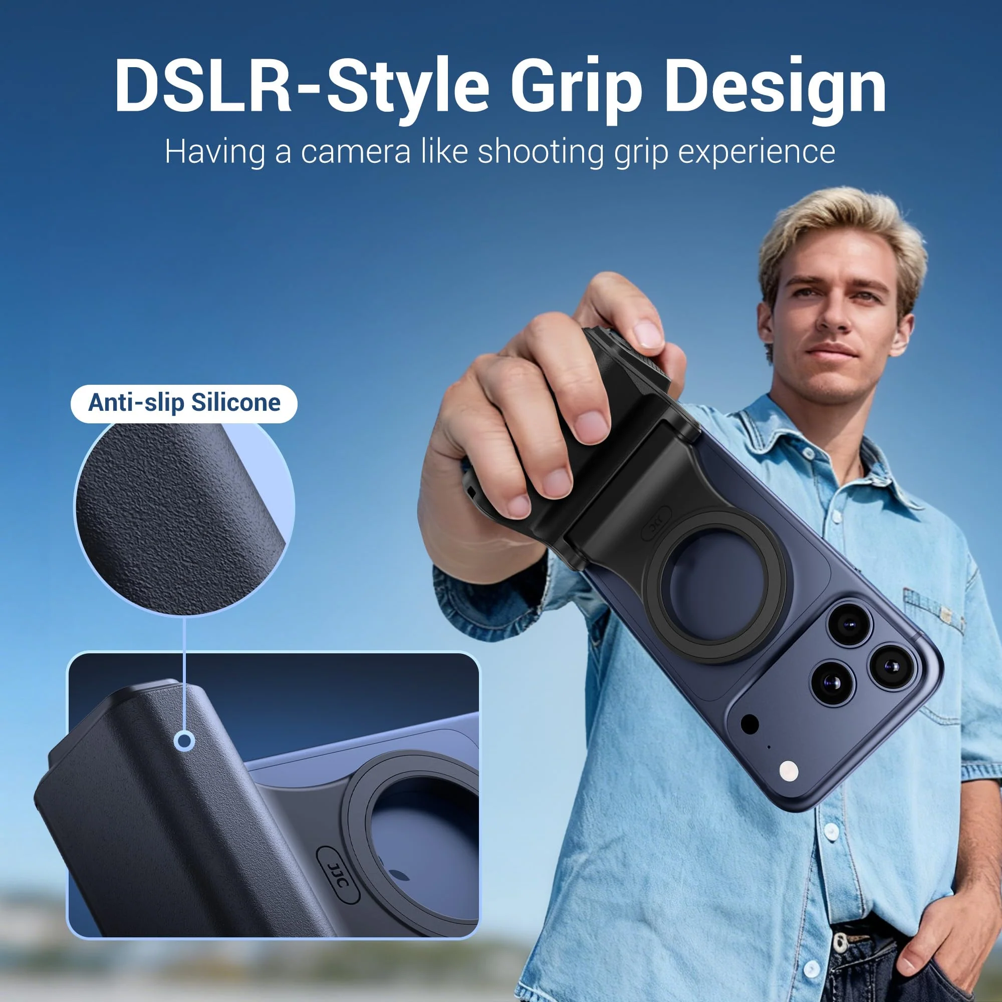 JJC Upgraded Magnetic Phone Camera Grip with Remote, Cell Phone Camera Grip Handle Compatible with MagSafe iPhone Android Phones, with 1/4" Tripod Screw for Vlogging Video Recording Selfie - Image 2