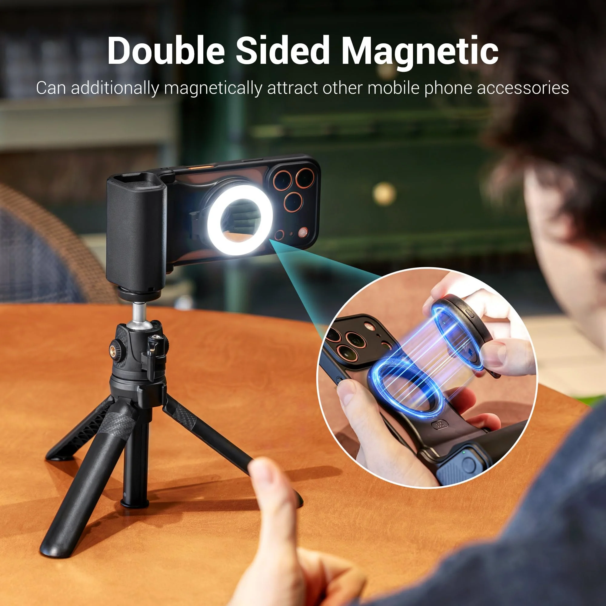 JJC Upgraded Magnetic Phone Camera Grip with Remote, Cell Phone Camera Grip Handle Compatible with MagSafe iPhone Android Phones, with 1/4" Tripod Screw for Vlogging Video Recording Selfie - Image 5