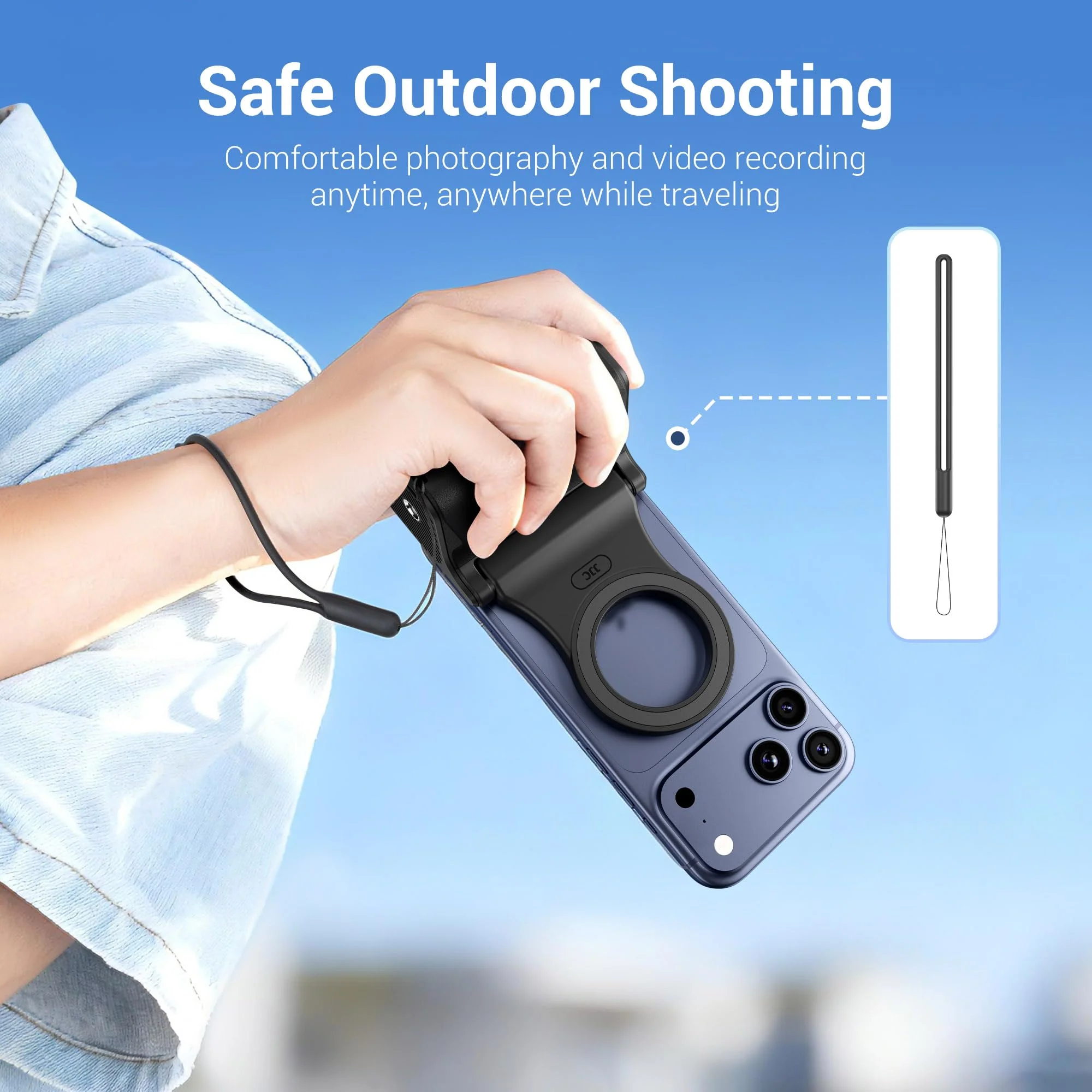 JJC Upgraded Magnetic Phone Camera Grip with Remote, Cell Phone Camera Grip Handle Compatible with MagSafe iPhone Android Phones, with 1/4" Tripod Screw for Vlogging Video Recording Selfie - Image 7