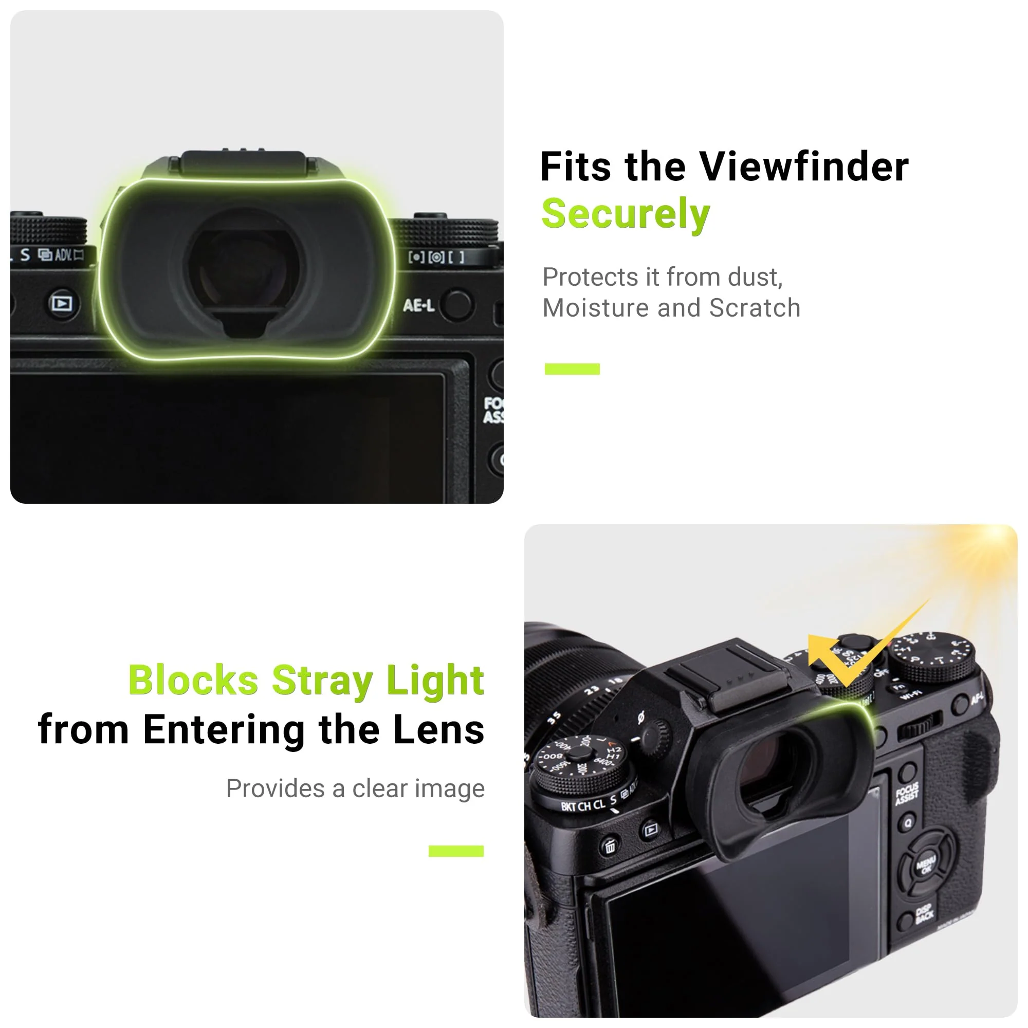 JJC Viewfinder Eyecup Eyepiece for Fuji Fujifilm X-T5 X-T4 X-T3 X-T2 X-T1 X-H1 X-H2 X-H2S GFX 100 GFX 100S GFX 50S and GFX 50S II Camera, Replaces Fuji Fujifilm EC-XT L Eyepiece Fuji EC-XT L Eyecup Replacement - Image 2