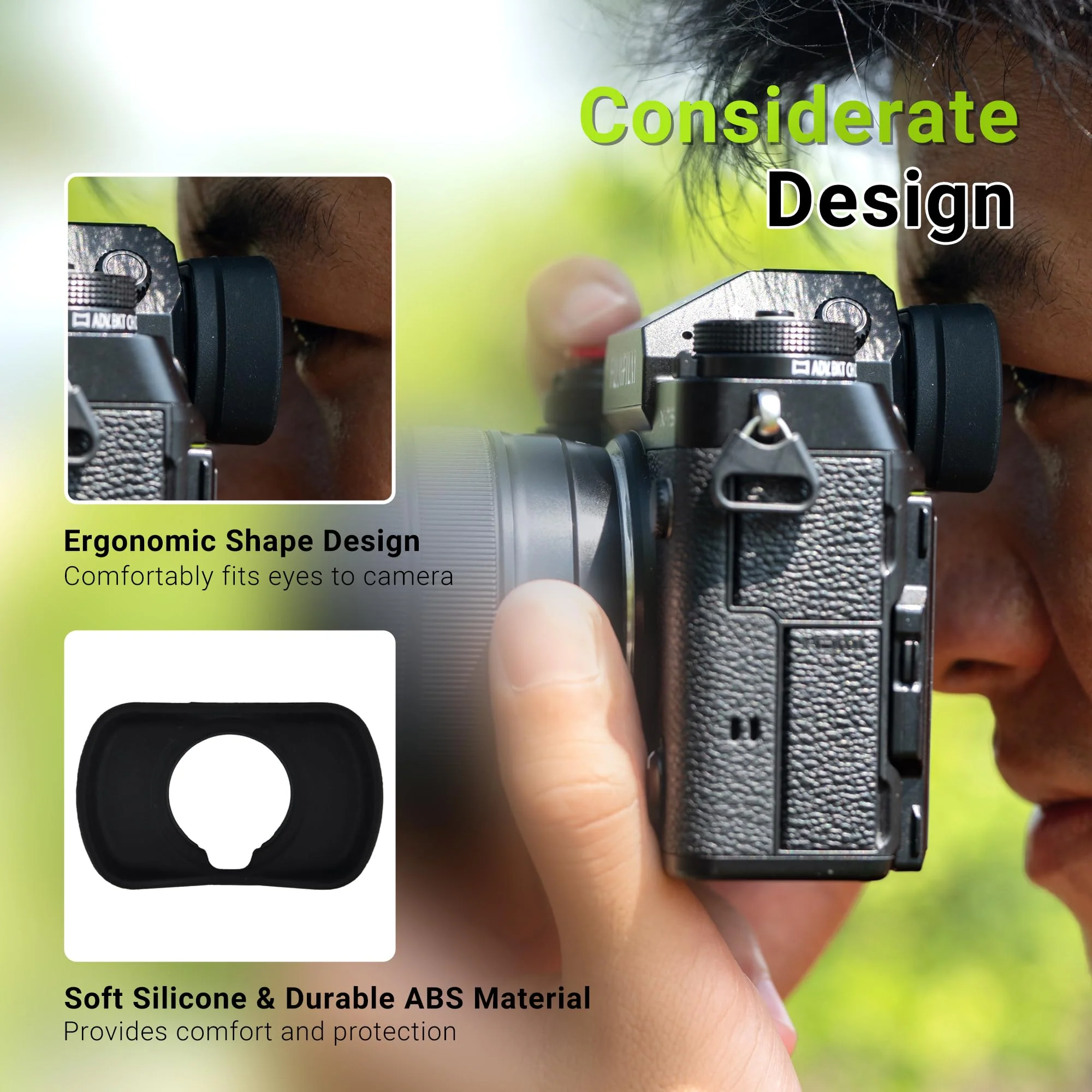 JJC Viewfinder Eyecup Eyepiece for Fuji Fujifilm X-T5 X-T4 X-T3 X-T2 X-T1 X-H1 X-H2 X-H2S GFX 100 GFX 100S GFX 50S and GFX 50S II Camera, Replaces Fuji Fujifilm EC-XT L Eyepiece Fuji EC-XT L Eyecup Replacement - Image 3