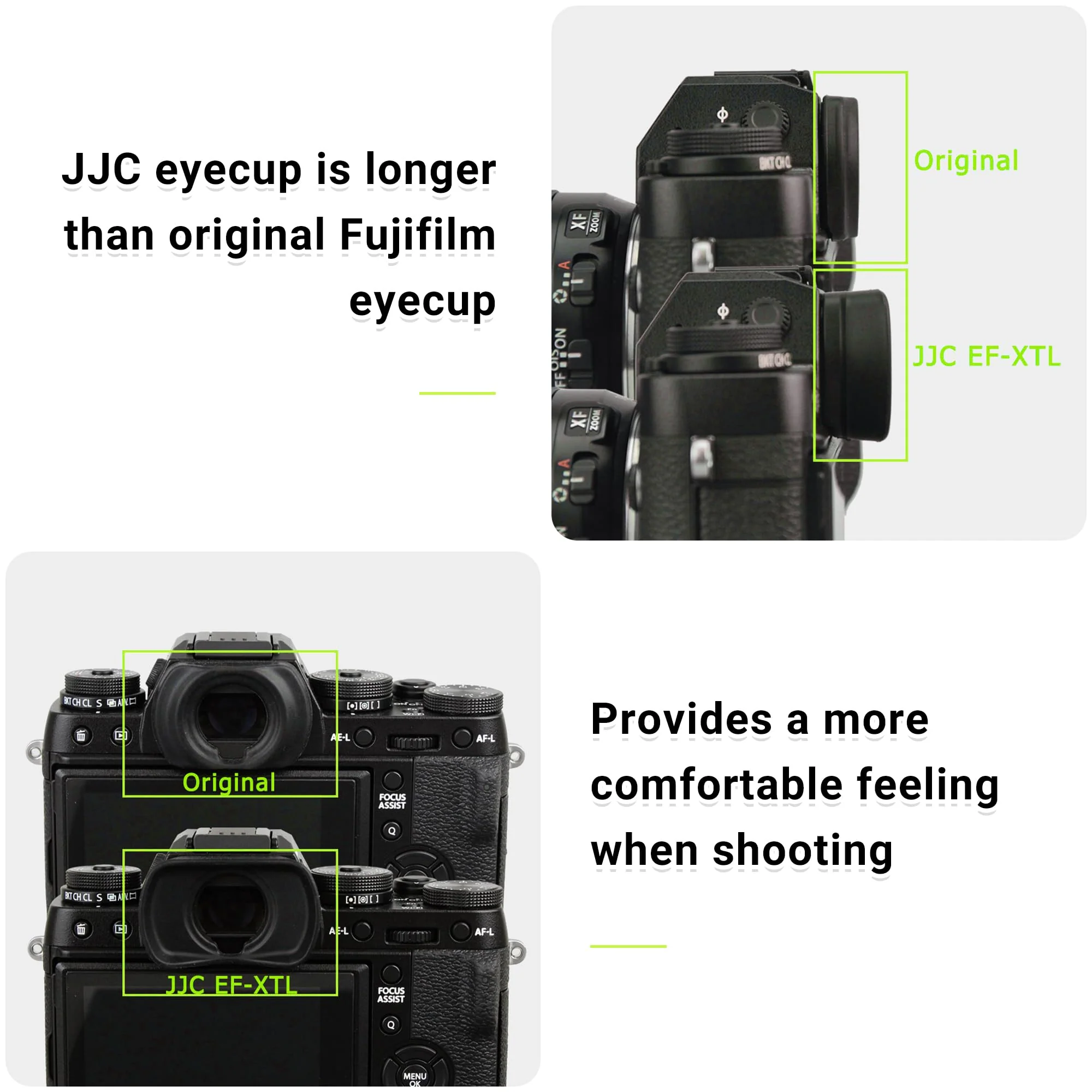 JJC Viewfinder Eyecup Eyepiece for Fuji Fujifilm X-T5 X-T4 X-T3 X-T2 X-T1 X-H1 X-H2 X-H2S GFX 100 GFX 100S GFX 50S and GFX 50S II Camera, Replaces Fuji Fujifilm EC-XT L Eyepiece Fuji EC-XT L Eyecup Replacement - Image 5