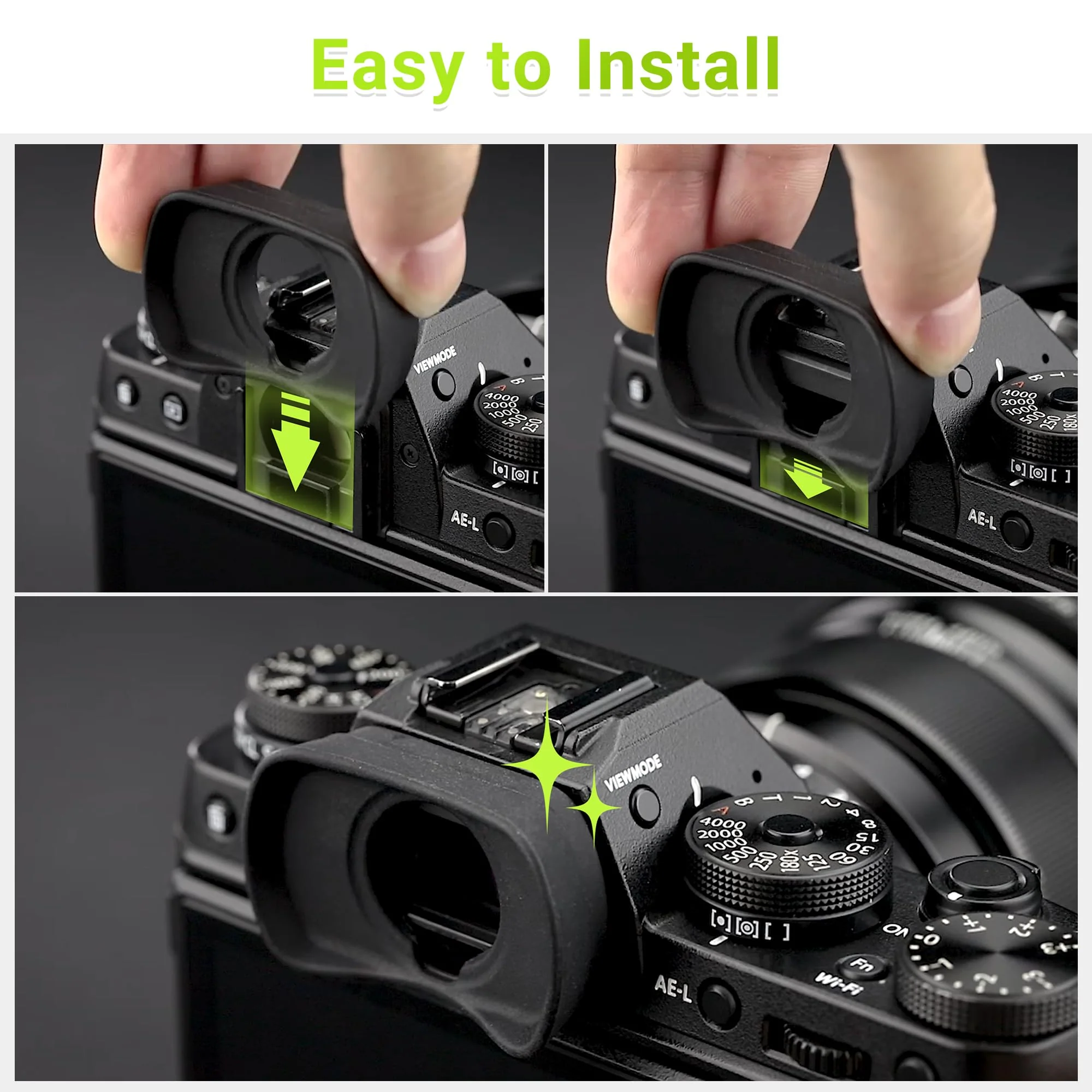 JJC Viewfinder Eyecup Eyepiece for Fuji Fujifilm X-T5 X-T4 X-T3 X-T2 X-T1 X-H1 X-H2 X-H2S GFX 100 GFX 100S GFX 50S and GFX 50S II Camera, Replaces Fuji Fujifilm EC-XT L Eyepiece Fuji EC-XT L Eyecup Replacement - Image 6