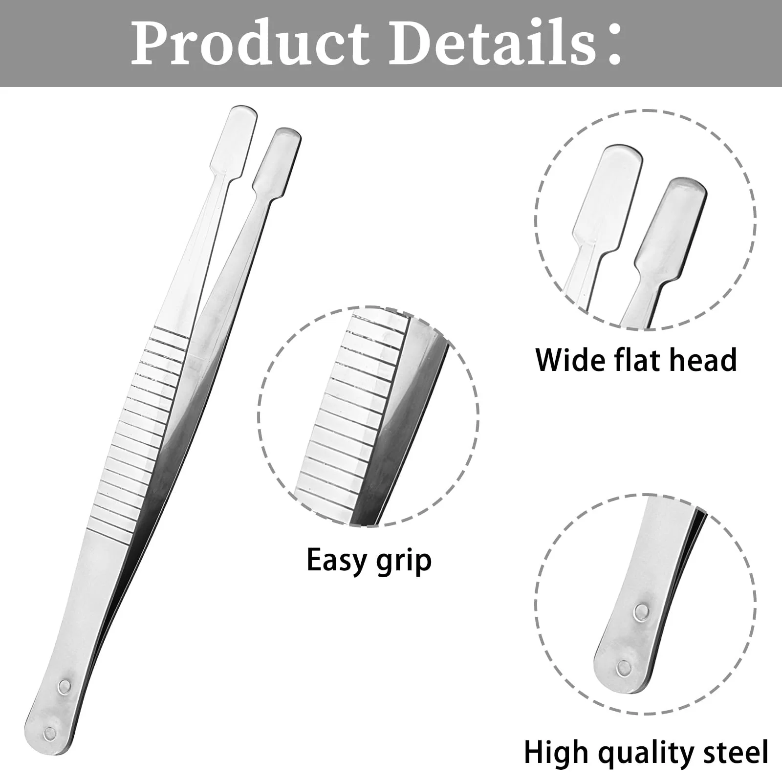 JJUNW Pack of 2 Stamp Tweezers, Stainless Steel Flat Wide Tweezers, Universal Tweezers, Stamp Tweezers, Philately Collector's Tools for Stamps, Documents, Photo Development - Image 3