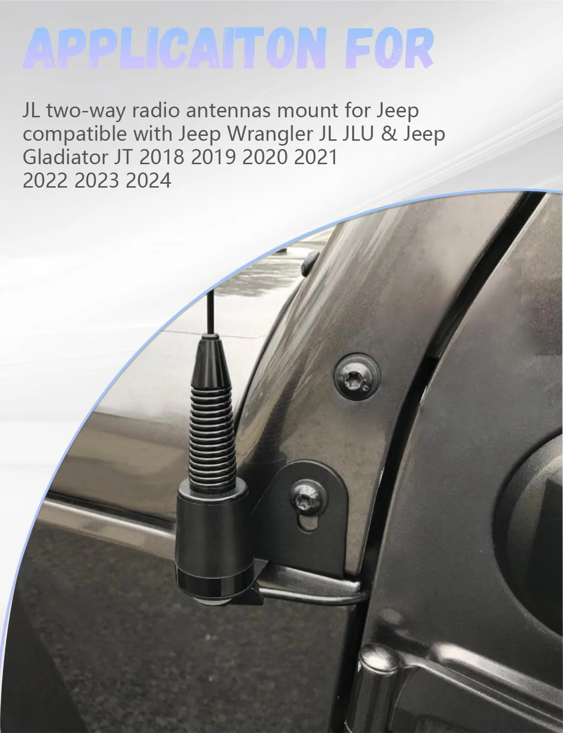 JL Radio Antenna Mount for Jeep, Gladiator Antenna Holder-Radio Antenna Mount-Driver Side CB Antenna Mount-Compatible with Jeep Wrangler JL JLU & JT 2018; 2019; 2020; 2021; 2022;2023; 2024 - Image 2