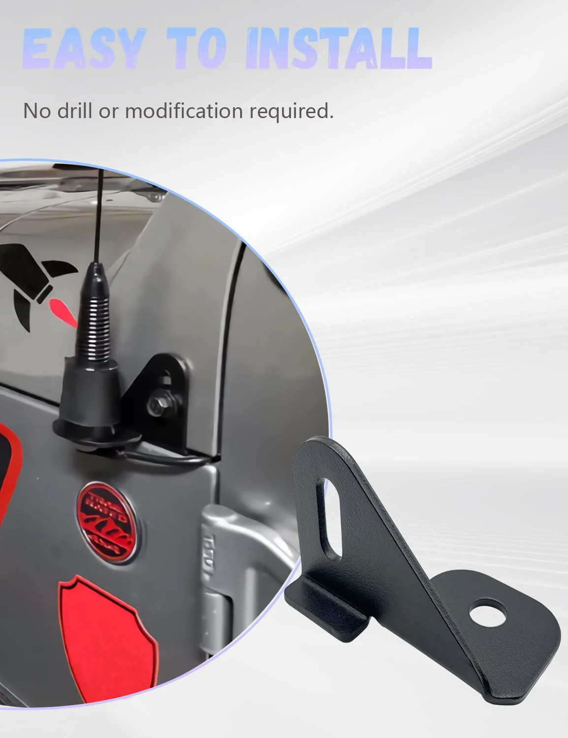 JL Radio Antenna Mount for Jeep, Gladiator Antenna Holder-Radio Antenna Mount-Driver Side CB Antenna Mount-Compatible with Jeep Wrangler JL JLU & JT 2018; 2019; 2020; 2021; 2022;2023; 2024 - Image 5