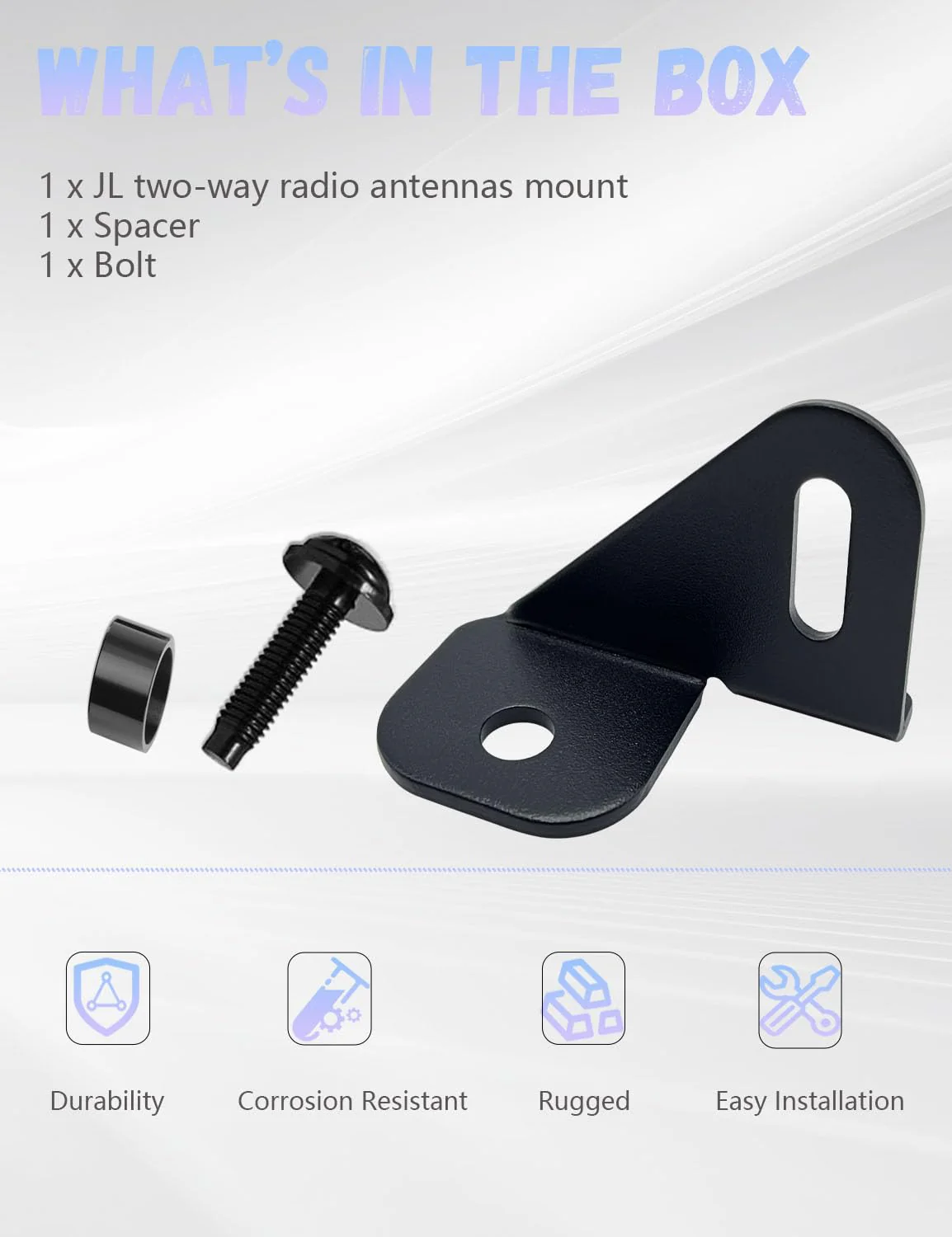 JL Radio Antenna Mount for Jeep, Gladiator Antenna Holder-Radio Antenna Mount-Driver Side CB Antenna Mount-Compatible with Jeep Wrangler JL JLU & JT 2018; 2019; 2020; 2021; 2022;2023; 2024 - Image 7
