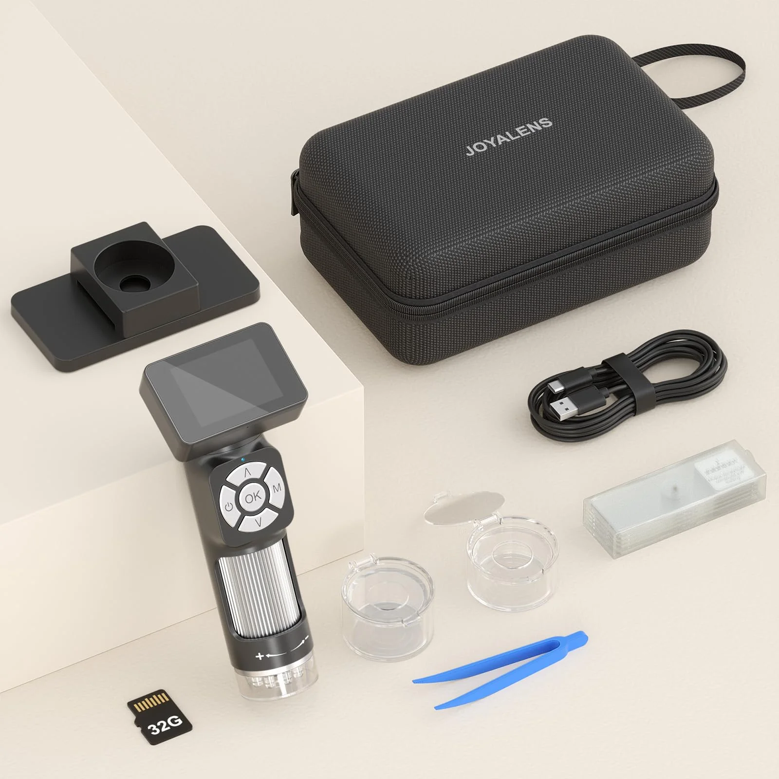 JL112 Handheld Microscope for Kids Adults, Portable Digital Microscope with 2" LCD Screen, 1080P USB Pocket Microscope Camera with 8 LED Lights, PC View, Microscope Slide Kit, 32GB - Image 8