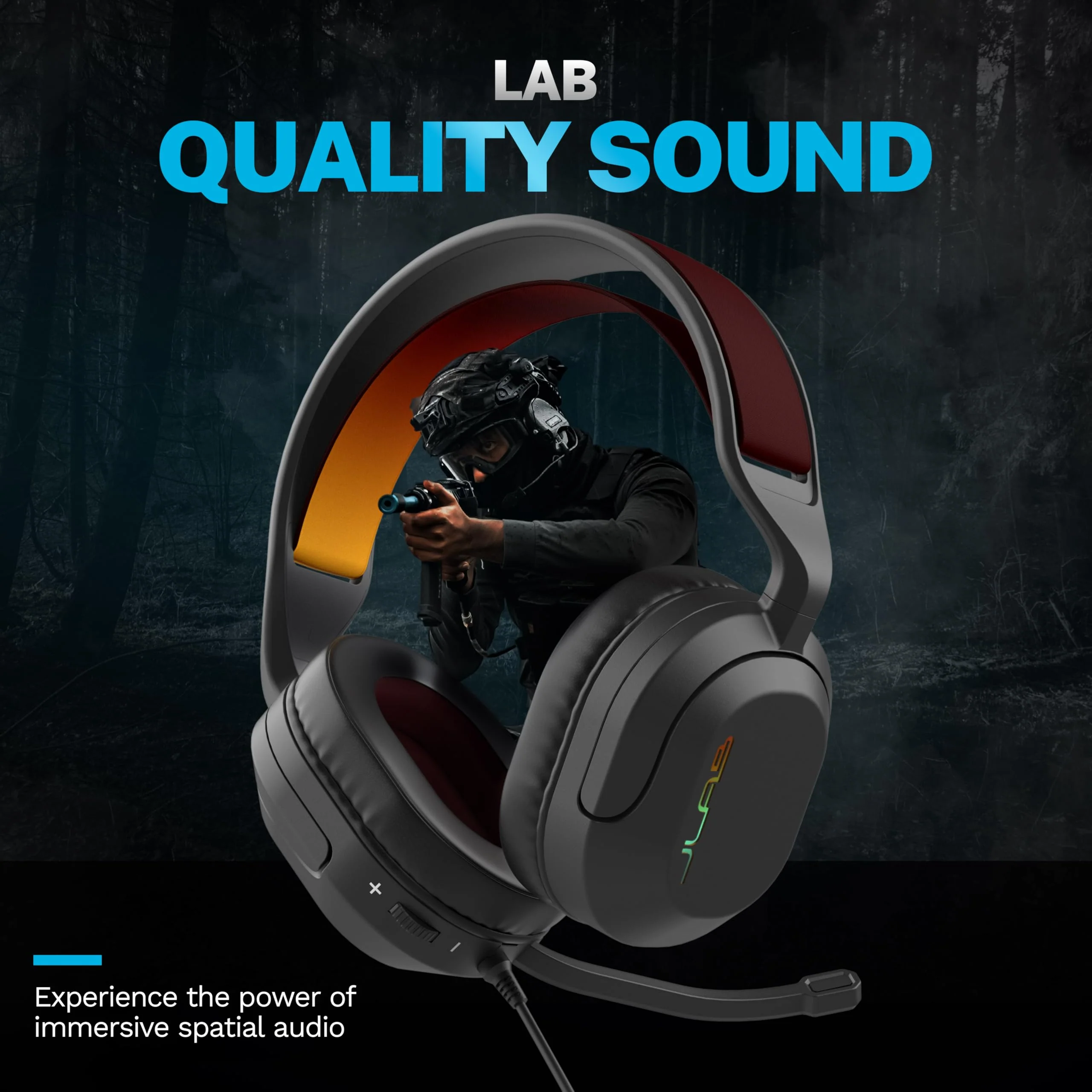 JLab Nightfall Gaming Headset with Near-Field Directional Flip-to-Mute Rotating Boom Mic, 50mm Drivers and Sound Isolating Inner Shelf, Wired 3.5mm for PC, PS5, PS4, Xbox Series X/S, Xbox one, Switch - Image 3