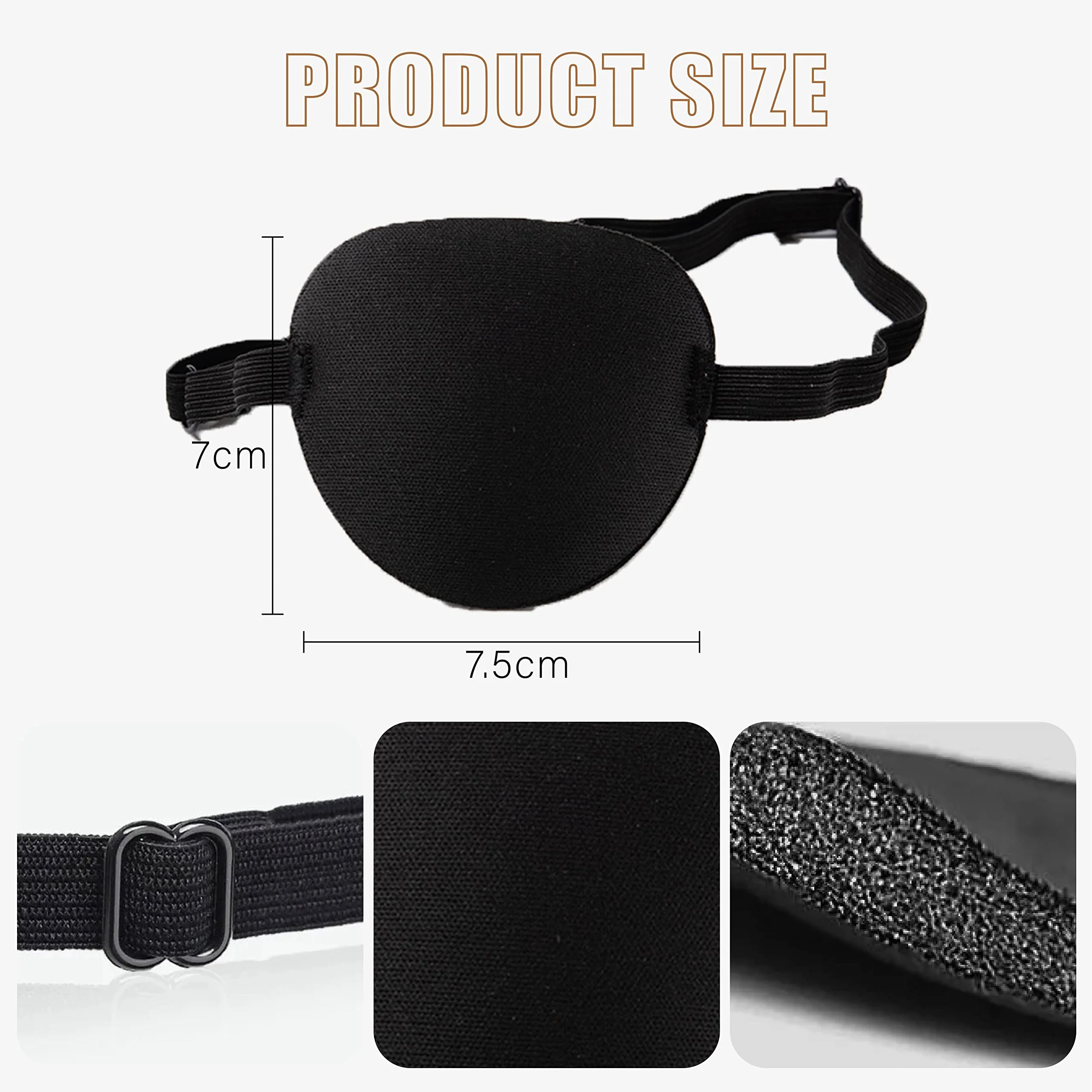 joaoxoko Eye Patches for Adults，2 Pcs Medical Eye Patches for Amblyopia Lazy Eye Patches for Left or Right Eyes，Black 3D Adjustable Eyepatch (Two Blacks) - Image 3