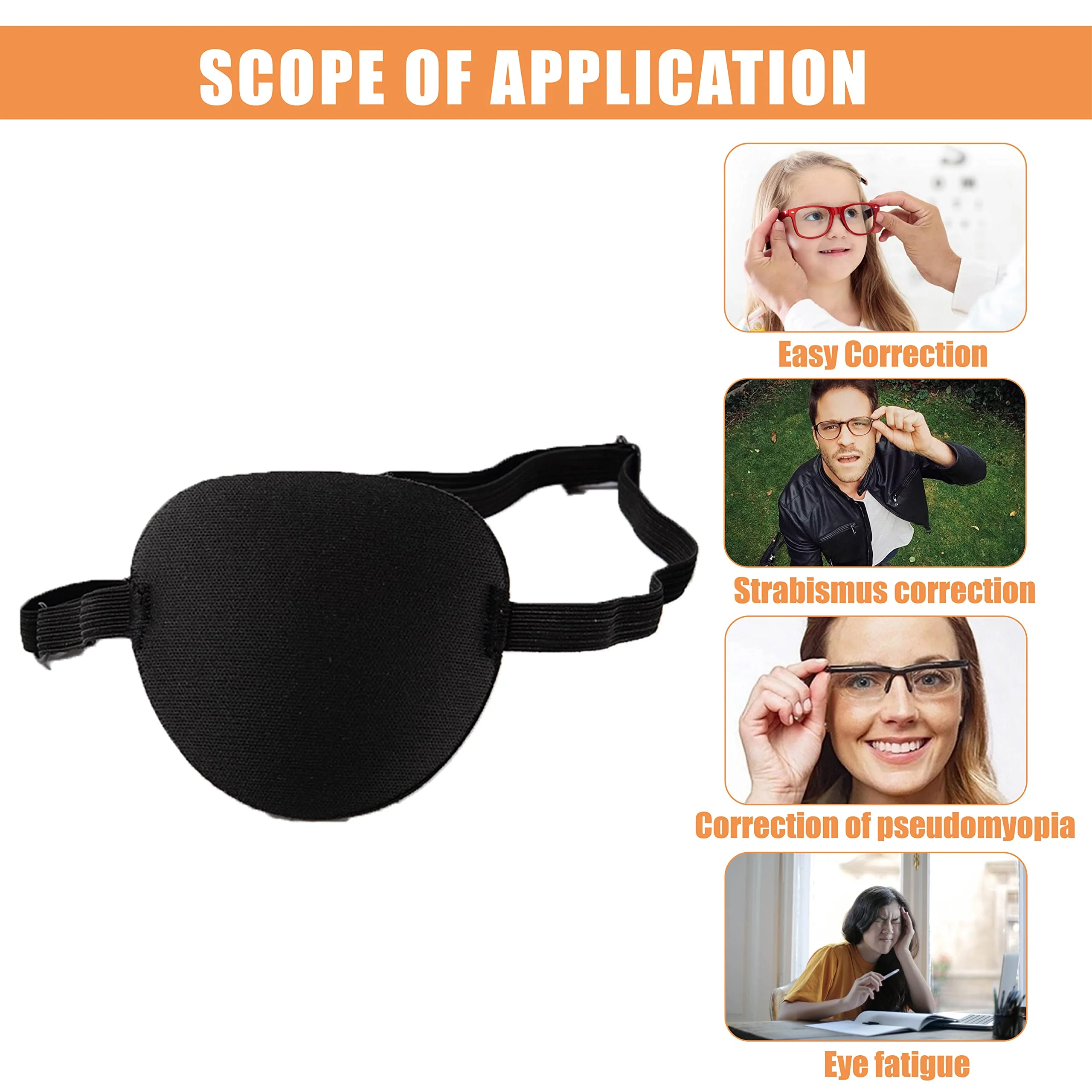 joaoxoko Eye Patches for Adults，2 Pcs Medical Eye Patches for Amblyopia Lazy Eye Patches for Left or Right Eyes，Black 3D Adjustable Eyepatch (Two Blacks) - Image 5