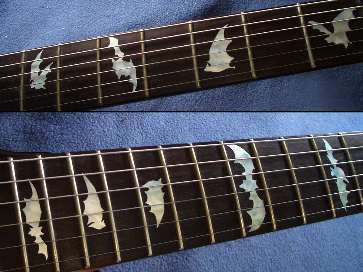 Jockomo BAT Bat/White Pearl Guitar Inlay Sticker White pearl - Image 3