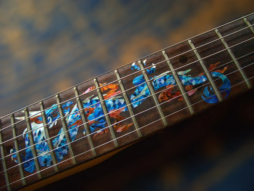 Jockomo Dragon Fret Abalone Blue Guitar Inlay Sticker - Image 2