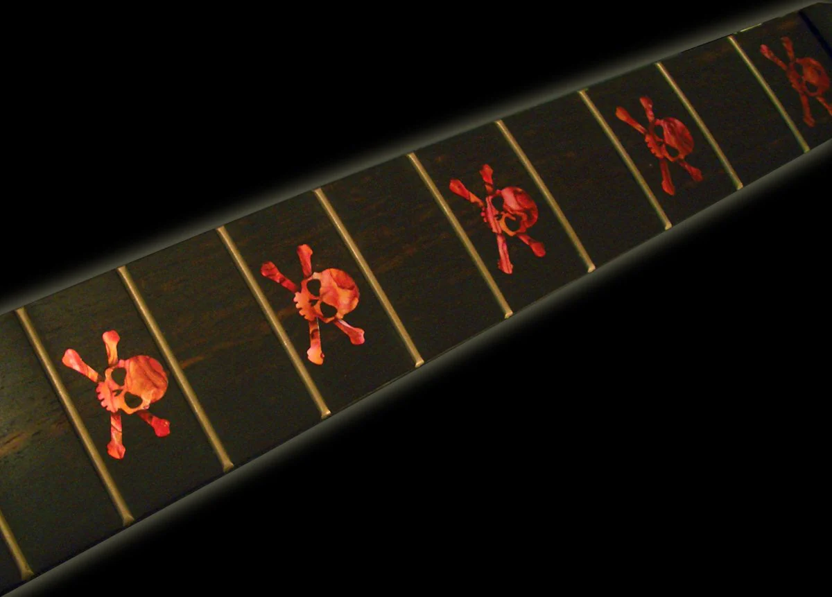 Jockomo Skull/Avalon RED Guitar Inlay Sticker - Image 3