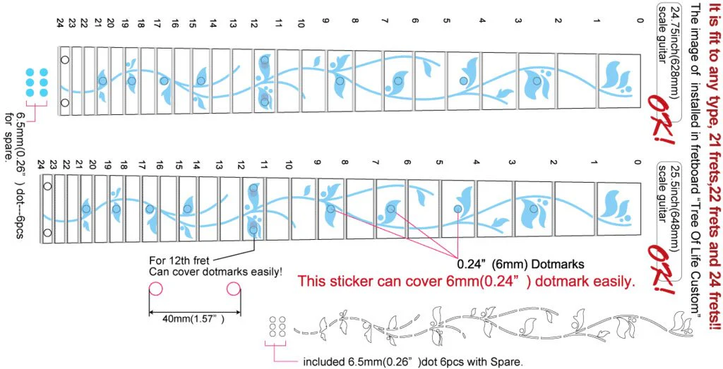 Jockomo Tree of Life Custom Guitar Inlay Sticker - Image 6