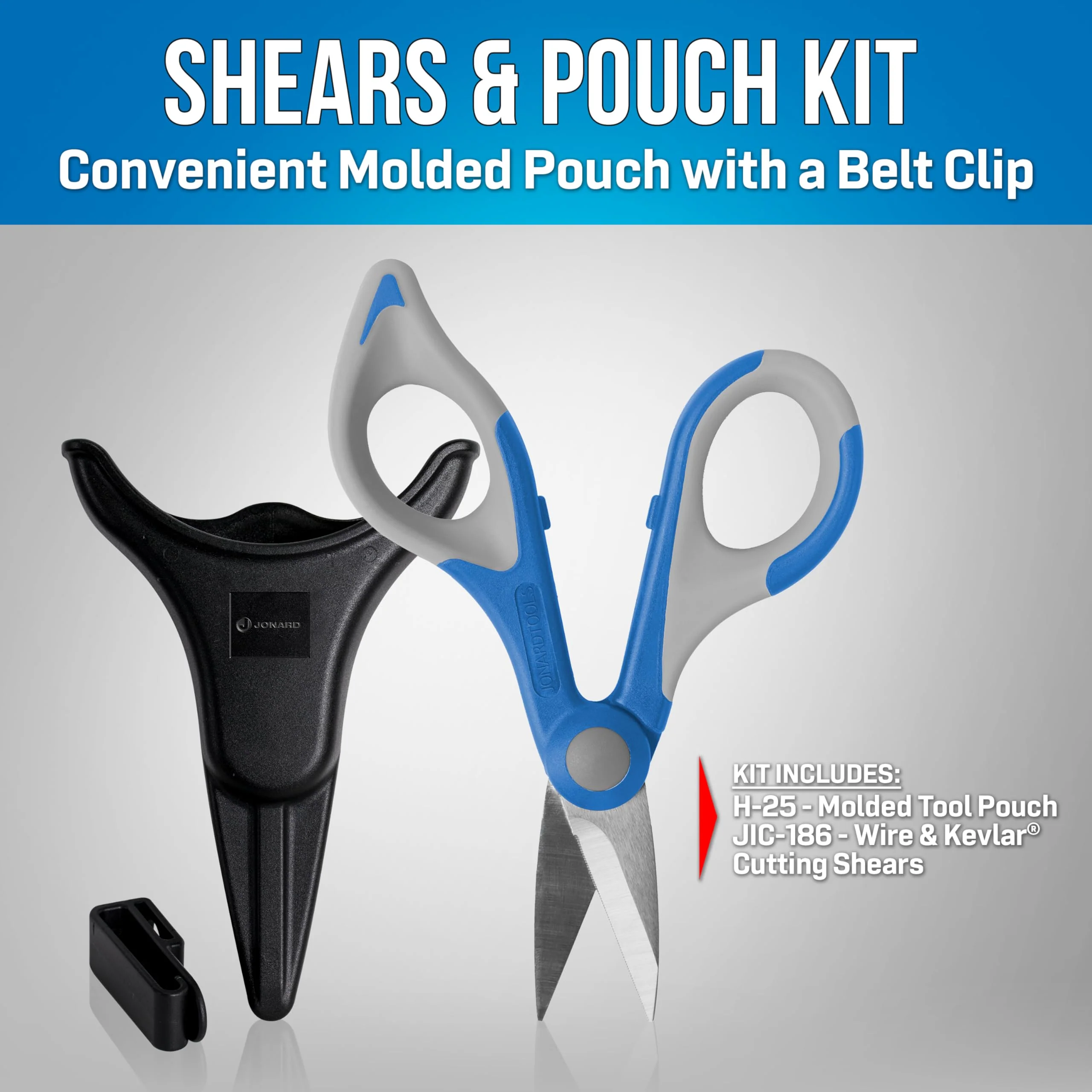 Jonard Tools TK-325 Kevlar Cutting Shears & Molded Pouch with Belt Clip (Color May Vary) - Image 2