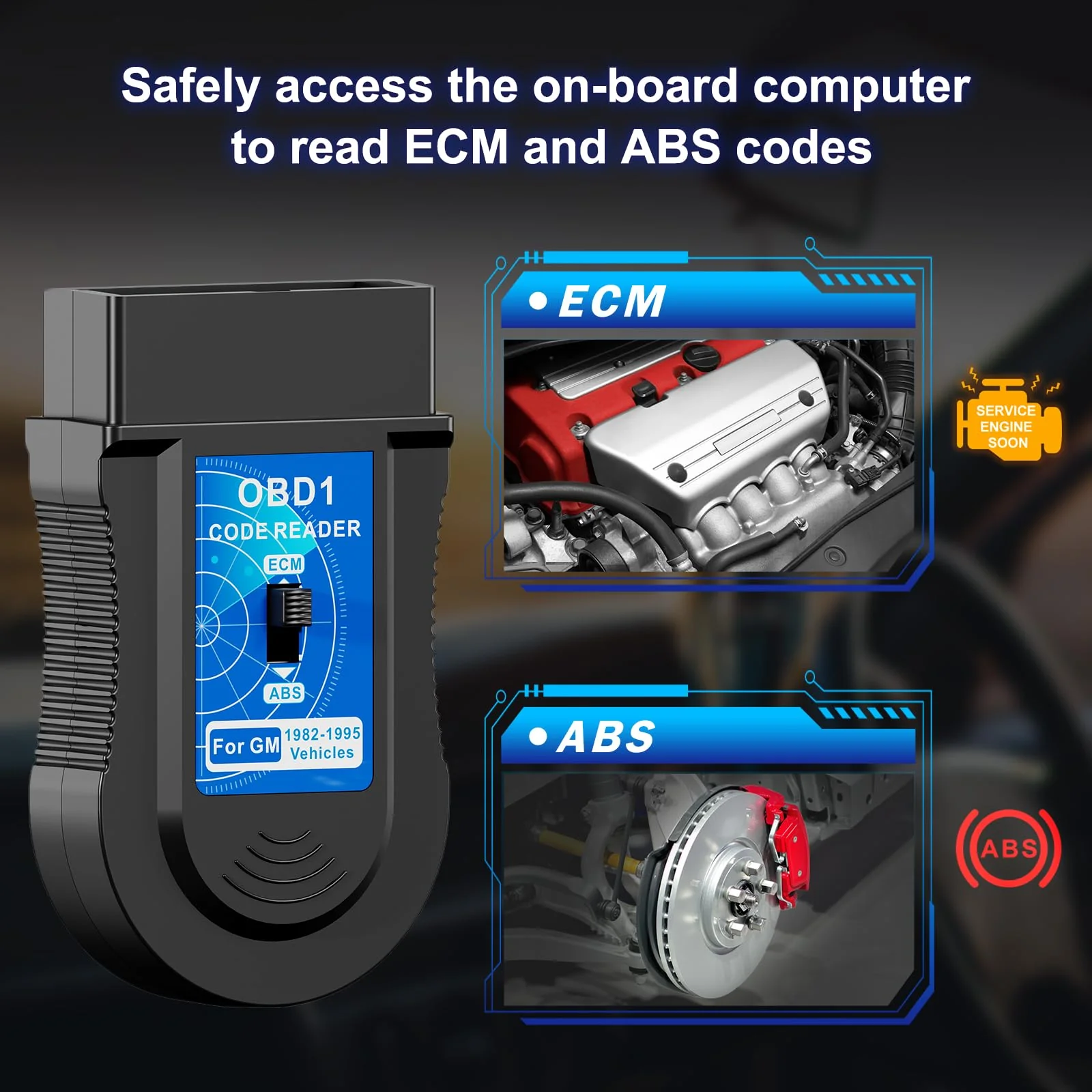 JOPLAY OBD1 Scanner and Code Reader ONLY Compatible with GM 1982-1995 Vehicles, ECM ABS Diagnostic Scan Tool with Instructions in English, Spanish, and French (Blue) Blue - Image 3