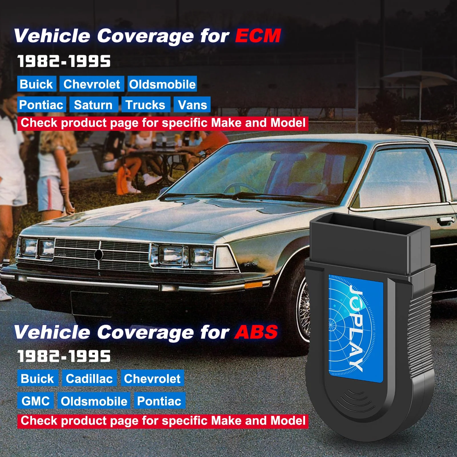 JOPLAY OBD1 Scanner and Code Reader ONLY Compatible with GM 1982-1995 Vehicles, ECM ABS Diagnostic Scan Tool with Instructions in English, Spanish, and French (Blue) Blue - Image 4