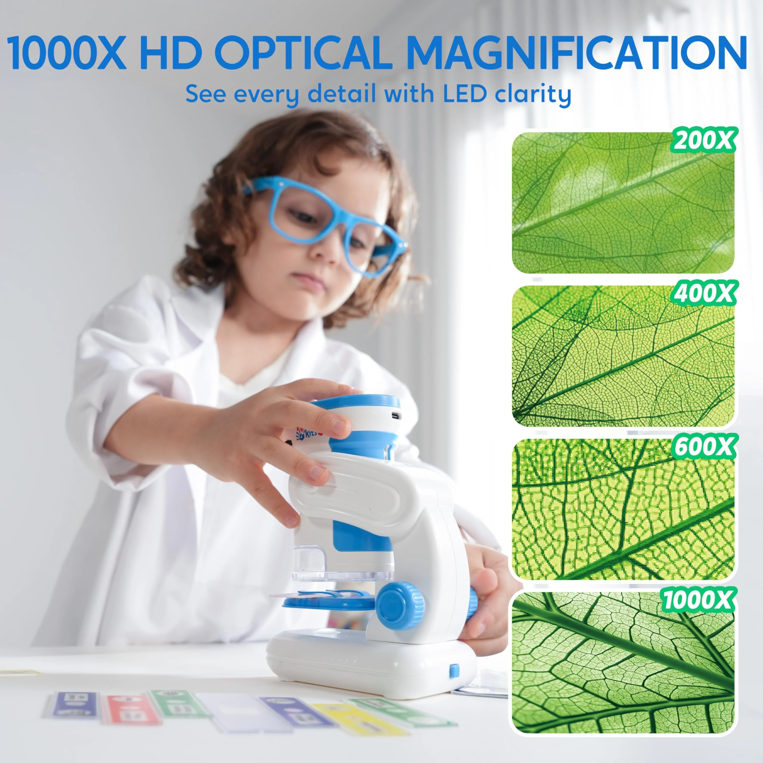 JOVA Klever Kits 2 in 1 Handheld Microscope for Kids, 1000X HD Digital Kids Microscope with 2.0'' LED Screen, Portable Pocket Handheld with Slides, 32G Card, Edu Gifts Toys for Ages 5-12 - Image 2