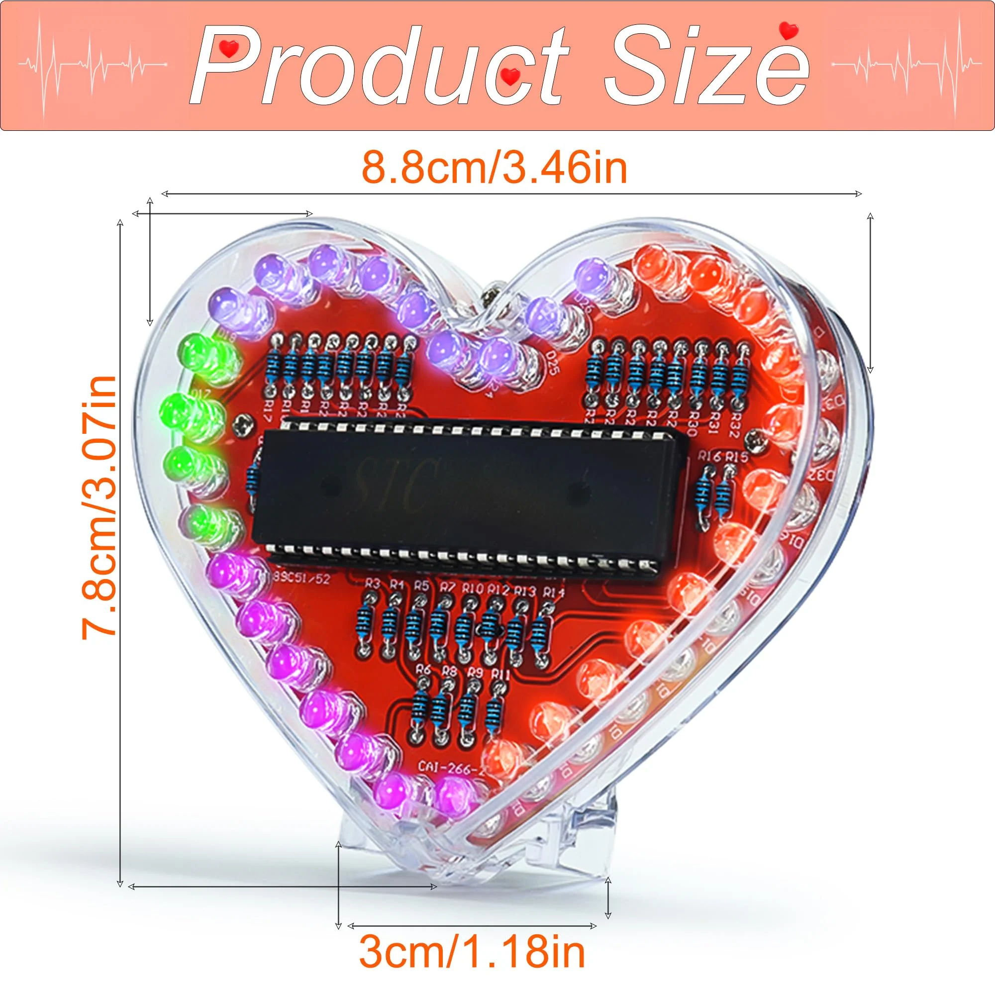 Joycabin LED Soldering Exercise Set, Heart-Shaped RGB LED Soldering Project, DIY Soldering Exercise Set, Electronic Kit for Students, Teaching and Learning Training, Valentine's Day, Handmade Gifts - Image 3