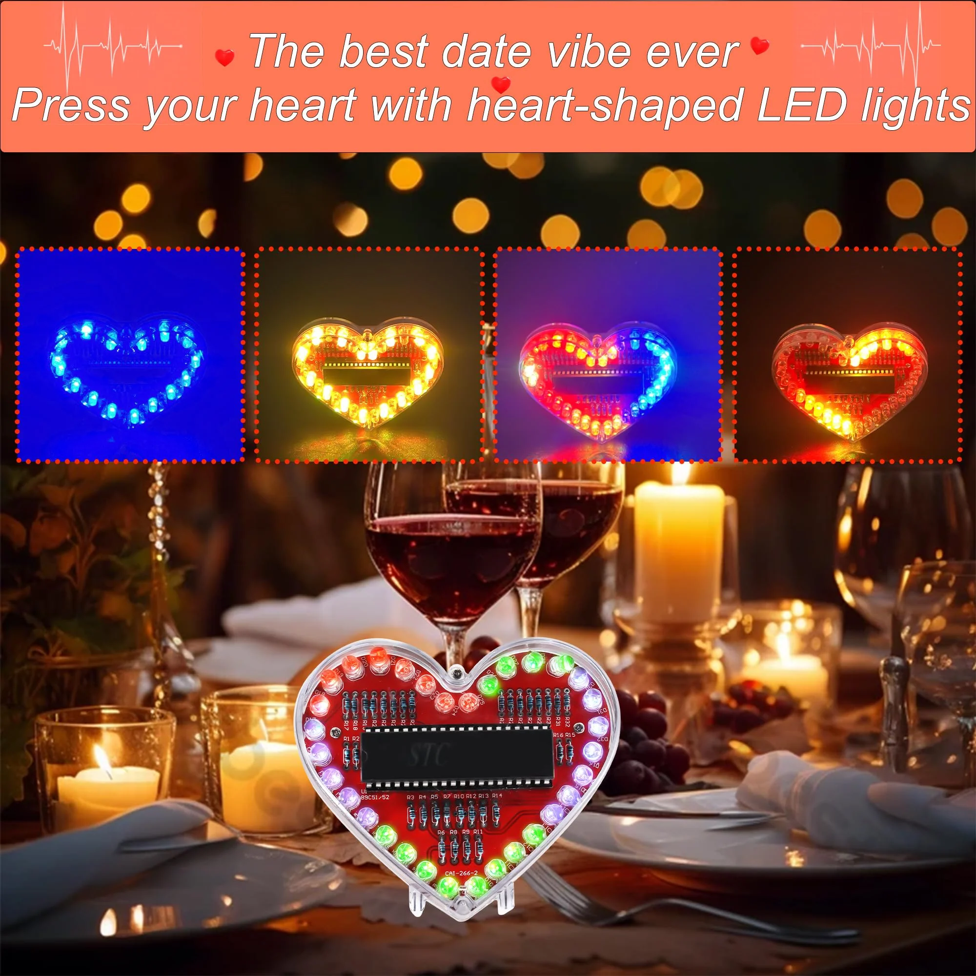 Joycabin LED Soldering Exercise Set, Heart-Shaped RGB LED Soldering Project, DIY Soldering Exercise Set, Electronic Kit for Students, Teaching and Learning Training, Valentine's Day, Handmade Gifts - Image 5