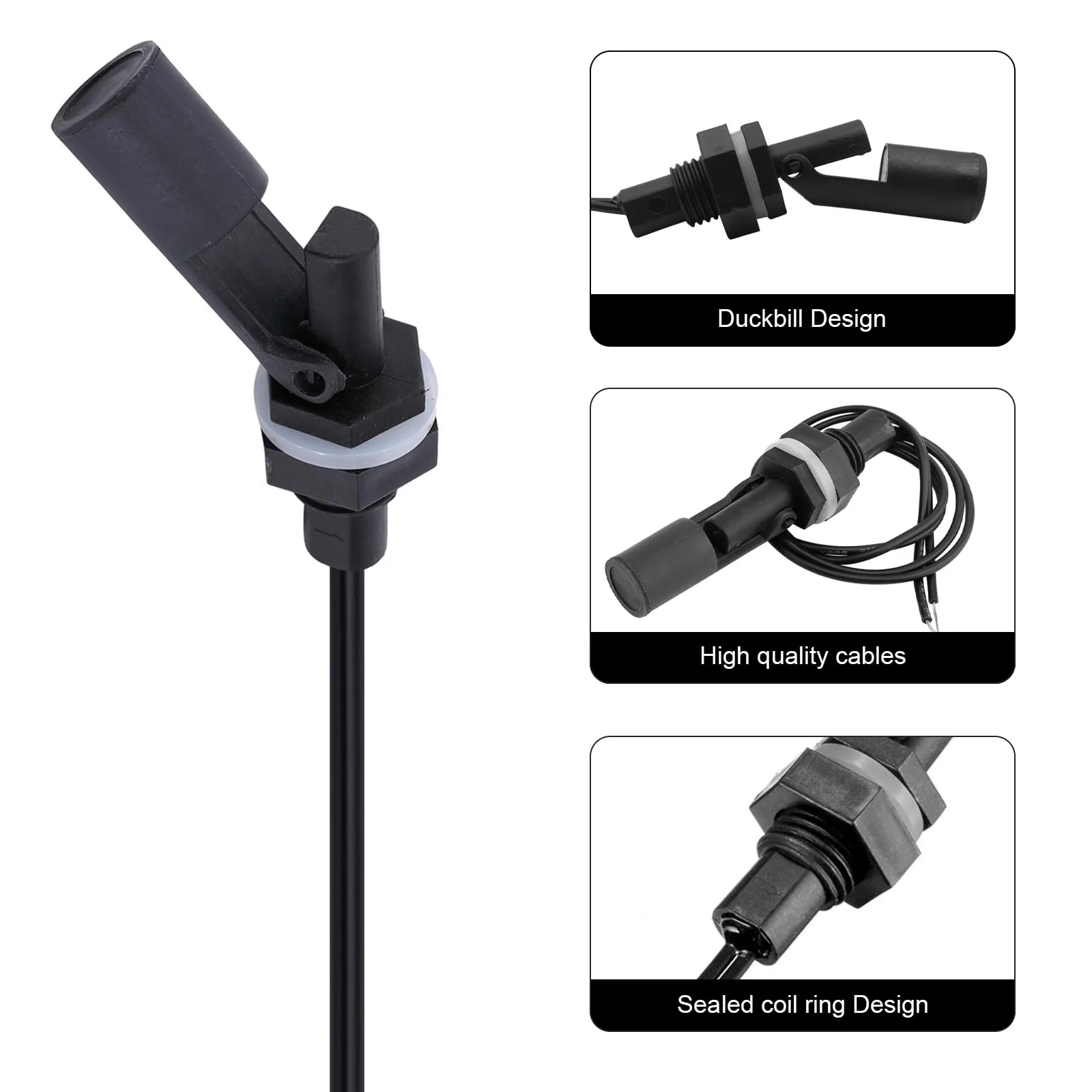 Joycabin Pack of 5 Float Switch Water Level Sensor, Float Switch, Level Switch, Side Mounted Horizontal Float Switch, Liquid Float Switch for Tank, Pool, Horizontal, Aquarium black - Image 3