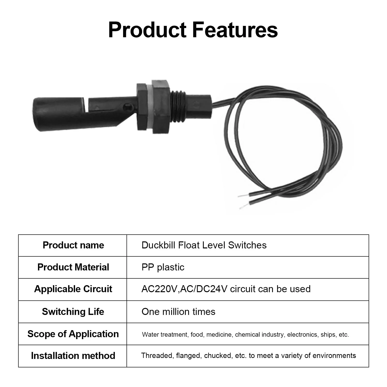 Joycabin Pack of 5 Float Switch Water Level Sensor, Float Switch, Level Switch, Side Mounted Horizontal Float Switch, Liquid Float Switch for Tank, Pool, Horizontal, Aquarium black - Image 7