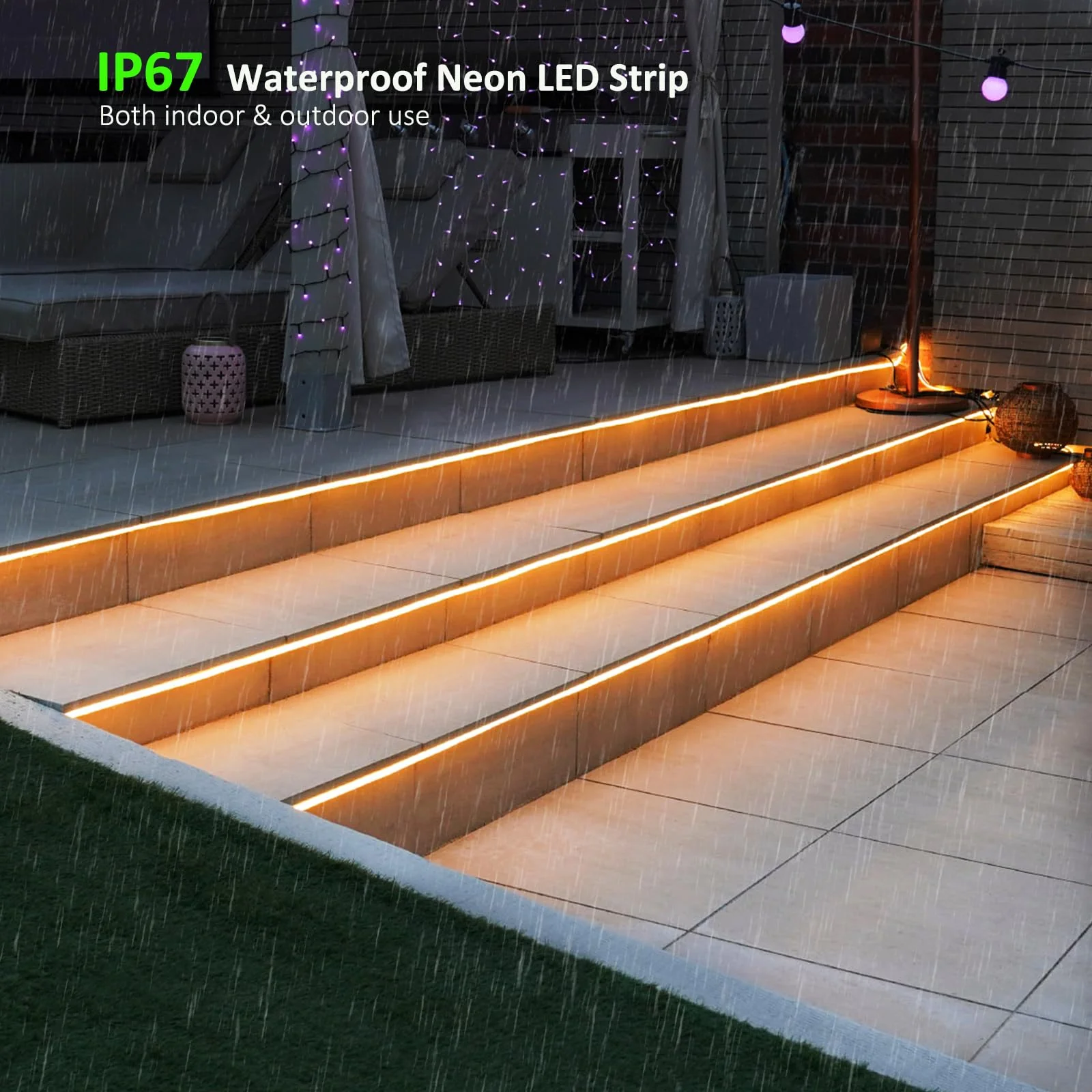 JOYLIT 4MM Wide Neon LED Strip Lights 24V Outdoor Waterproof, 16.8FT/5M 3000K Warm White 168LEDs/M Uniform Glow Neon Rope Light, Flexible Strip Lights for RV, Patio, Bathroom, DIY (No Power Supply) 4x10MM - Image 4
