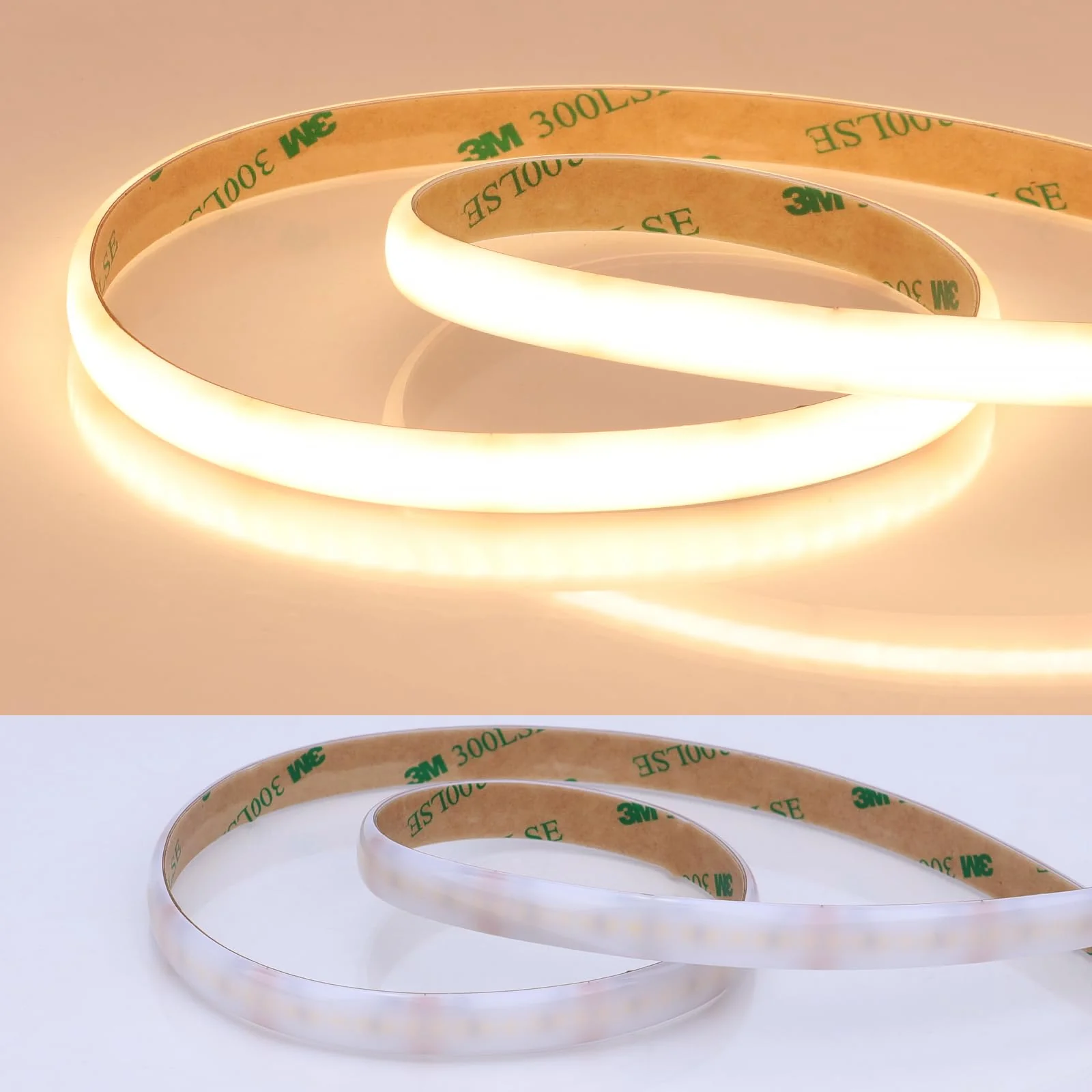 JOYLIT Diffused COB LED Light Strip 24V 3000K Warm White 16.4FT 525LM/FT Super Bright UL Premium Milky White Gel Coated Waterproof LED Tape Spotless 1400LEDs 100W Dimmable CRI 92+ 10MM Wide - Image 2