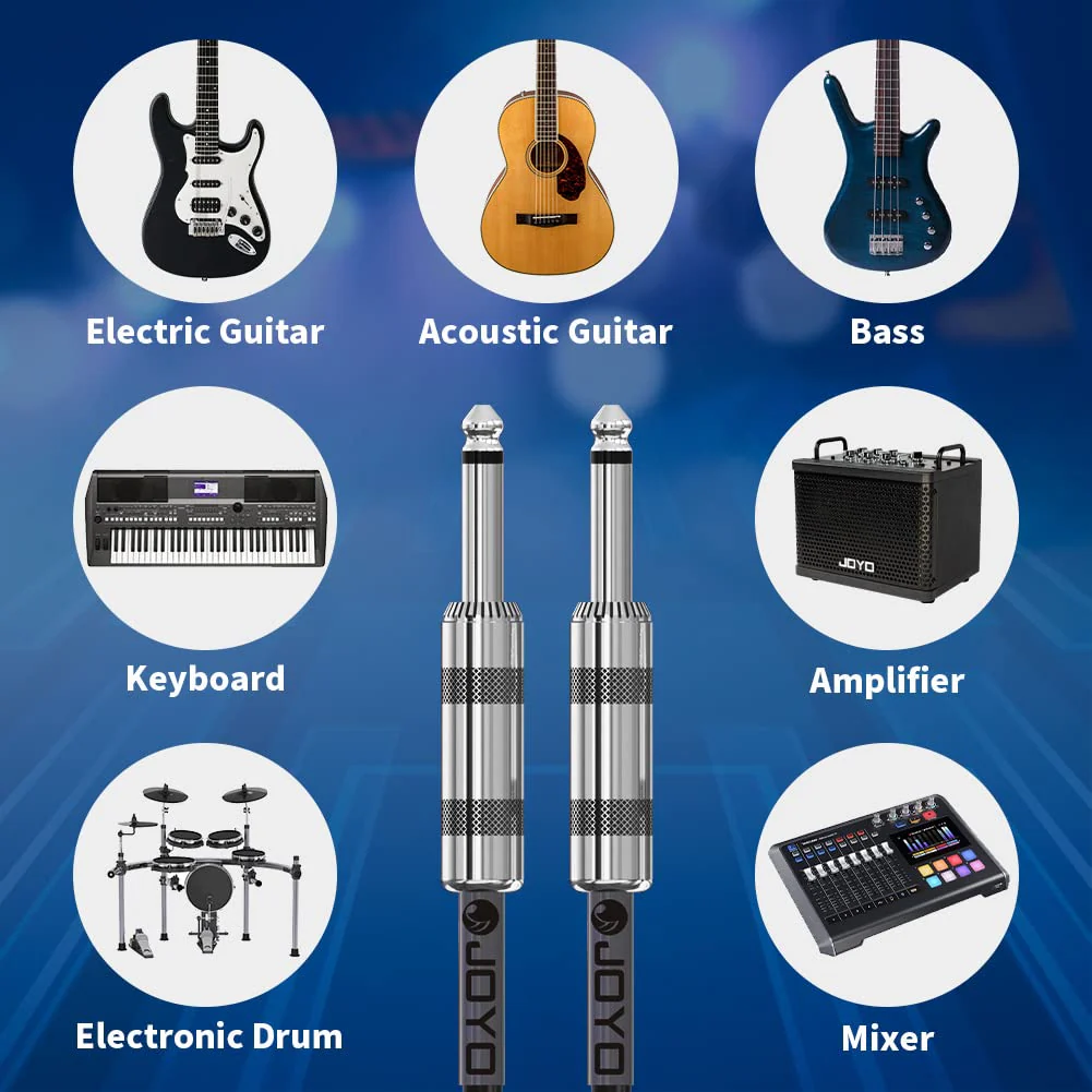 JOYO Audio Instrument Cable 15ft for Bass & Guitar 1/4 Inch Straight Professional Amp Cord (Black, CM-04) - Image 7