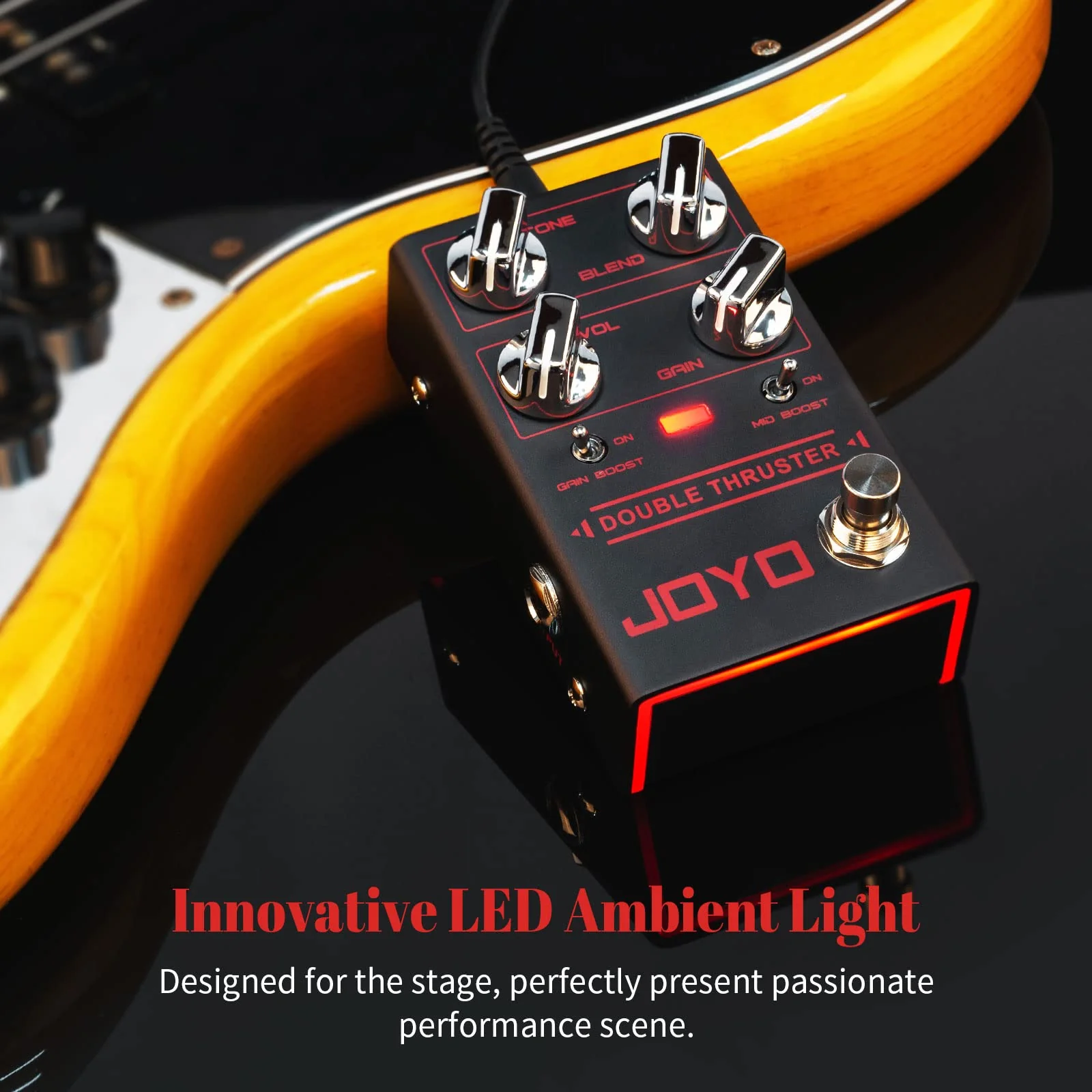 JOYO Bass Guitar Pedals High Gain Overdrive Effect Pedal with Independent Mid Frequency and Gain Boost for Bassist Electric Guitar Bass (DOUBLE THRUSTER R-28) Bass,Overdrive Brown - Image 6