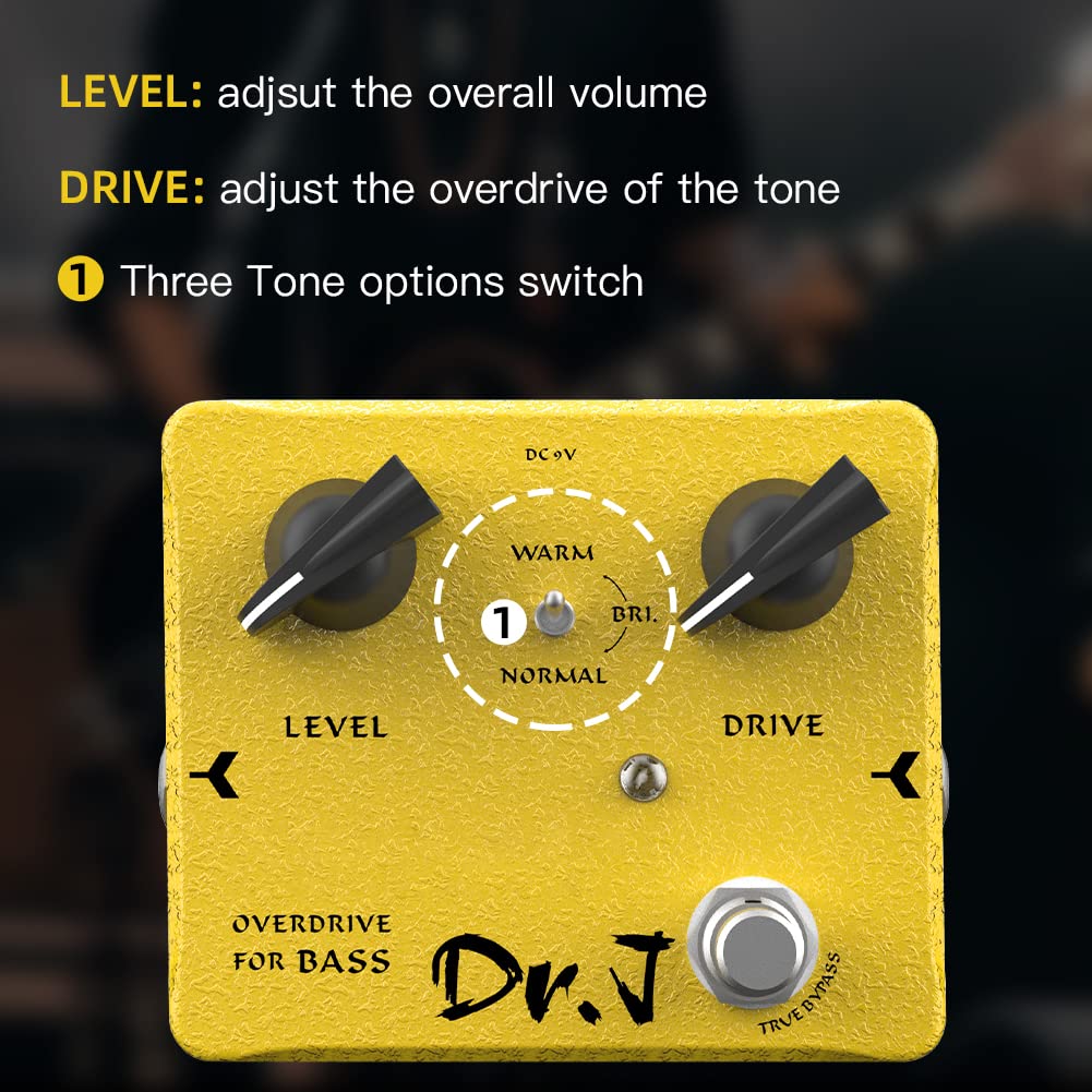 JOYO Bass Overdrive Pedal Effects from Rock to Metal Specially Design for Bassist High-end Edition Dr.J Series (D52) Bass Yellow - Image 2