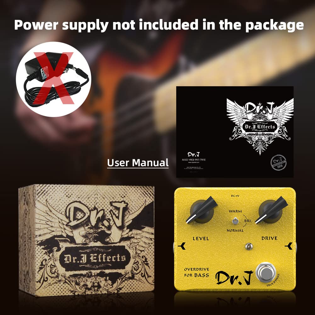 JOYO Bass Overdrive Pedal Effects from Rock to Metal Specially Design for Bassist High-end Edition Dr.J Series (D52) Bass Yellow - Image 4