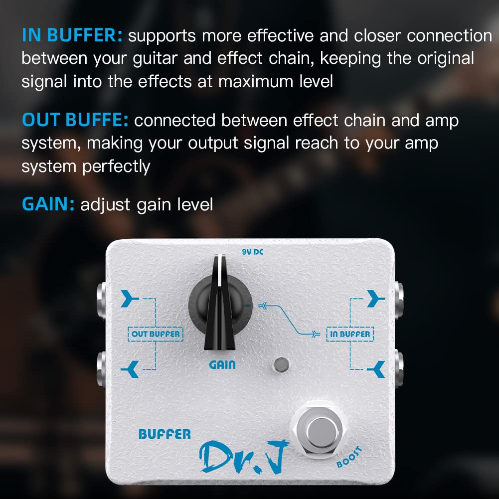 JOYO Buffer Pedal Effect Built-in Double Buffer Groups and Boost for Electric Guitar Bypass High-end Edition Dr.J Series (D57) Buffer White - Image 2