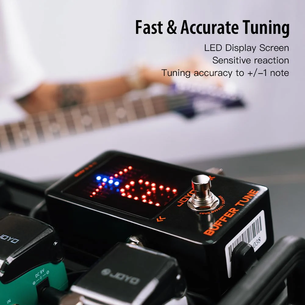 JOYO Buffer Tuner Pedal Built-in Buffer with Accurate Tuning and LED Screen for Electric Bass Guitar Effects (Buffer Tune JF-19) Buffer,Tuner Black - Image 4