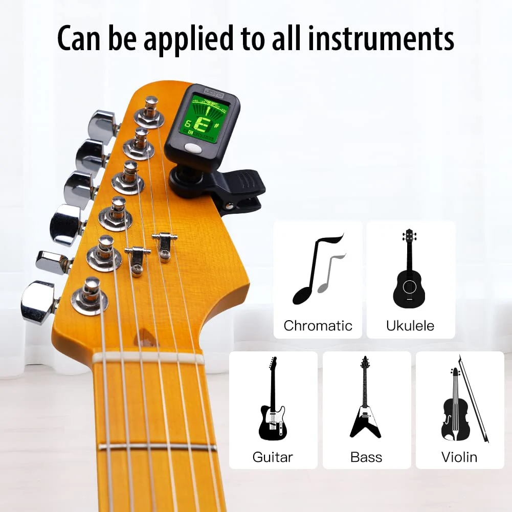 JOYO Clip on Tuner Digital Electronic Tuner for Guitar, Bass, Ukulele, Violin, Mandolin, Banjo Acoustics Calibration Tuner (JT-09 4PCS) 4 - Image 2
