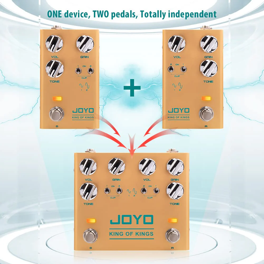 JOYO Dual Crunch Pure Analog Circuit Overdrive Effect Pedal with Independent Clipping for Electric Guitar - True Bypass (King of Kings R-20) Overdrive,Crunch,Analog Gold - Image 2