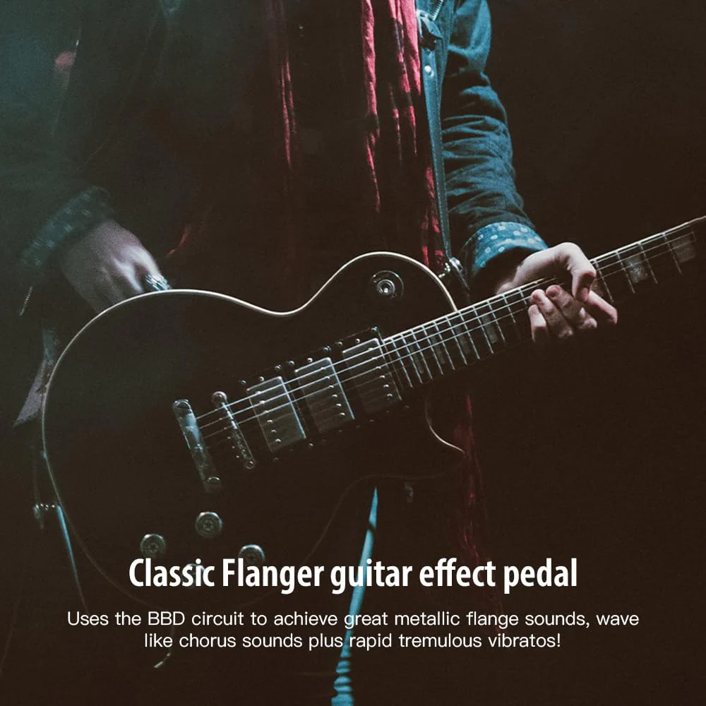 JOYO Flanger Effect Pedal Achieve Metallic Flanger Sounds & Rapid Tremulous Vibrato for Electric Guitar Effect - True Bypass (JF-07) White - Image 2