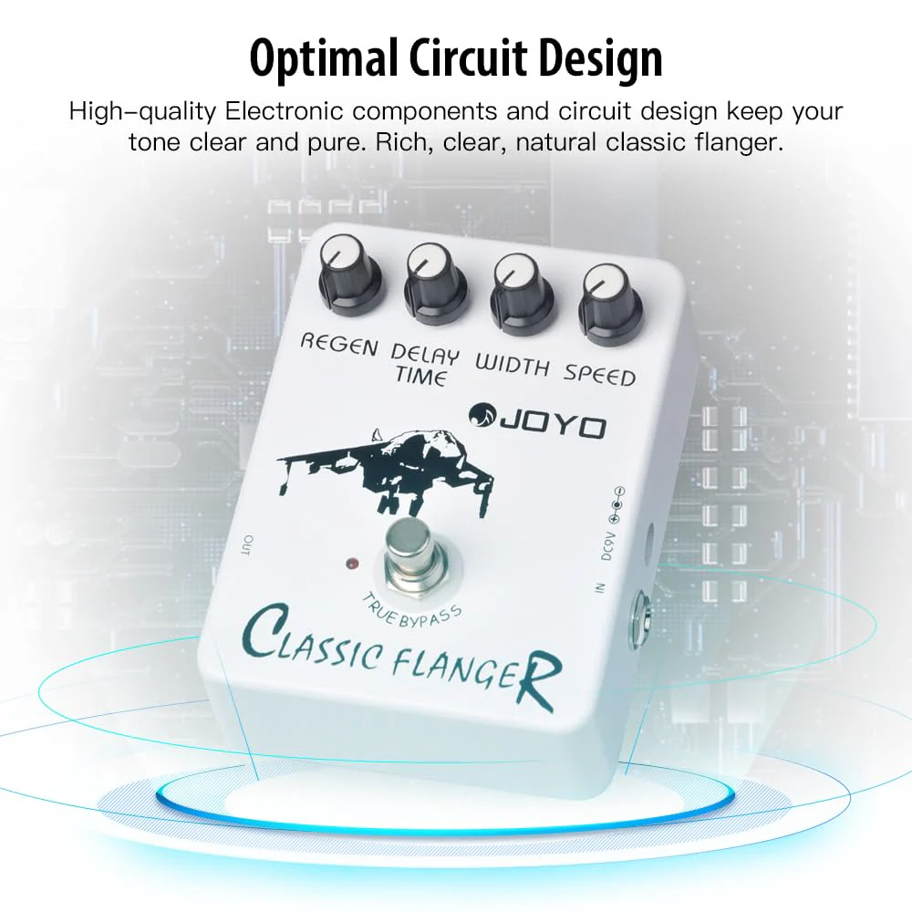 JOYO Flanger Effect Pedal Achieve Metallic Flanger Sounds & Rapid Tremulous Vibrato for Electric Guitar Effect - True Bypass (JF-07) White - Image 3