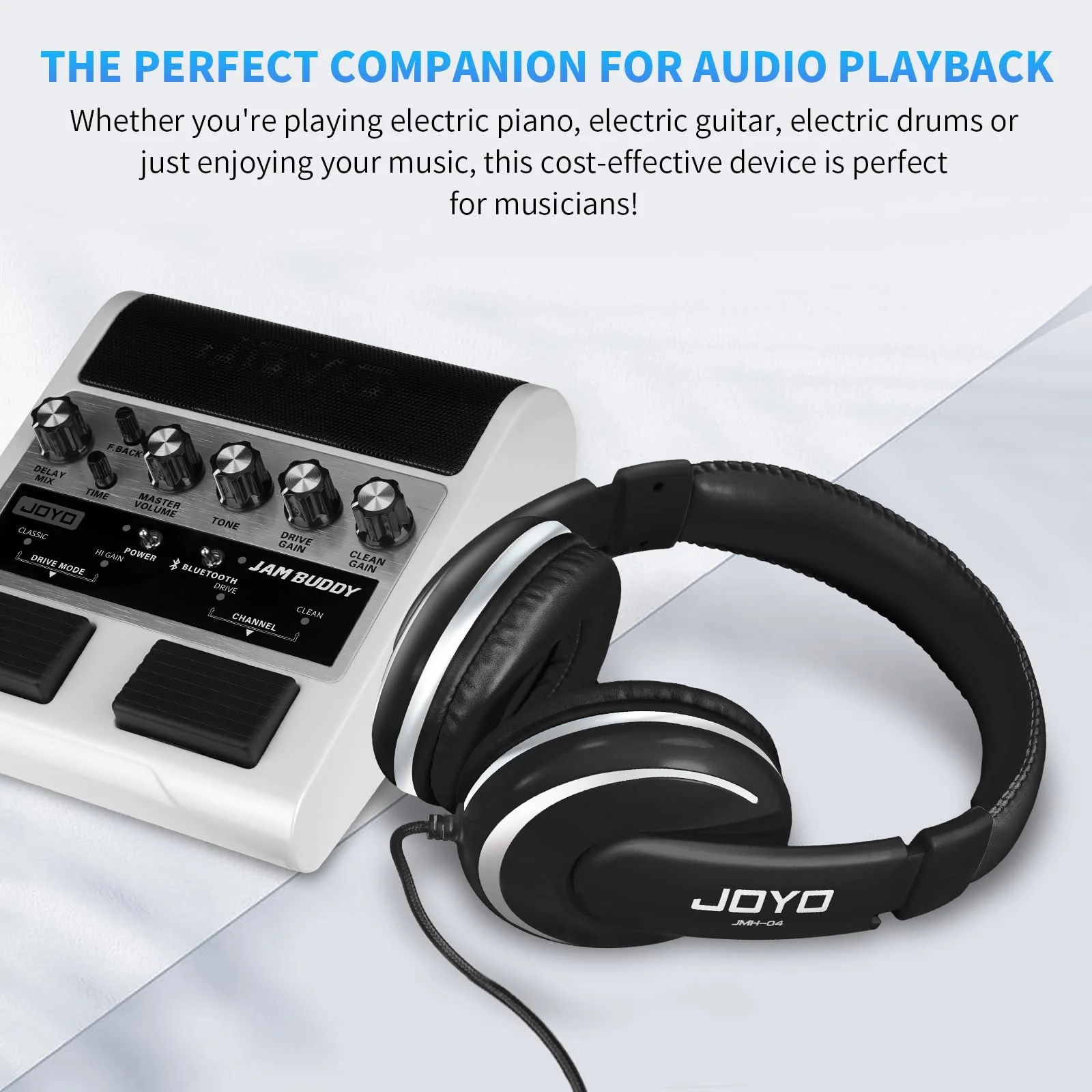 JOYO Over Ear Headphones Wired Studio Headphones with 1/4 to 3.5mm Jack for Guitar Amplifier Keyboard Recording Podcast DJ Laptop Computer (JMH-04) - Image 5