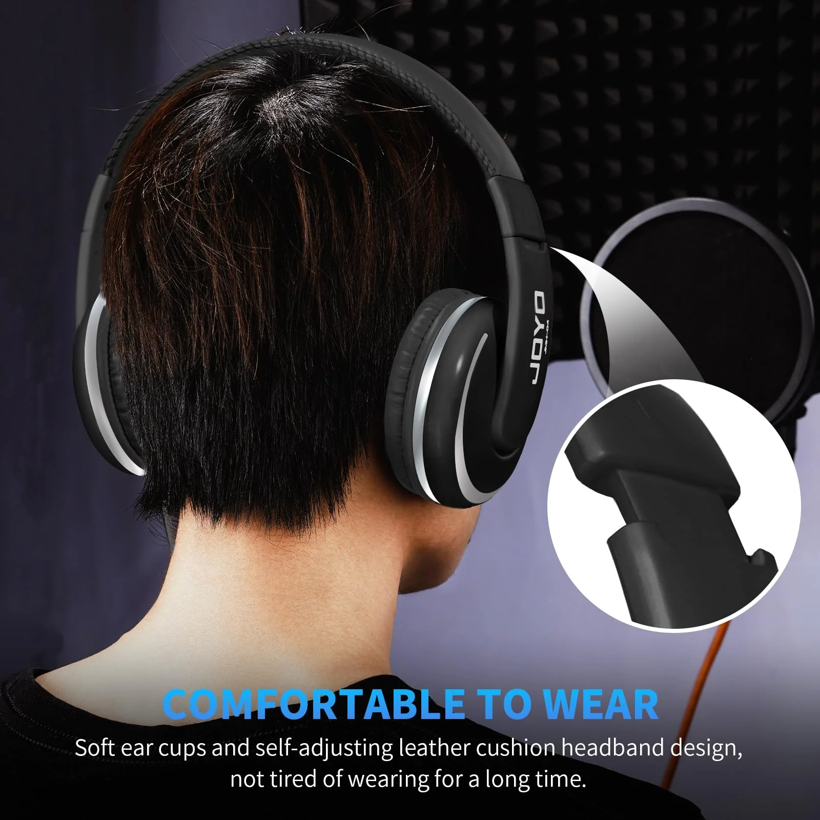 JOYO Over Ear Headphones Wired Studio Headphones with 1/4 to 3.5mm Jack for Guitar Amplifier Keyboard Recording Podcast DJ Laptop Computer (JMH-04) - Image 7