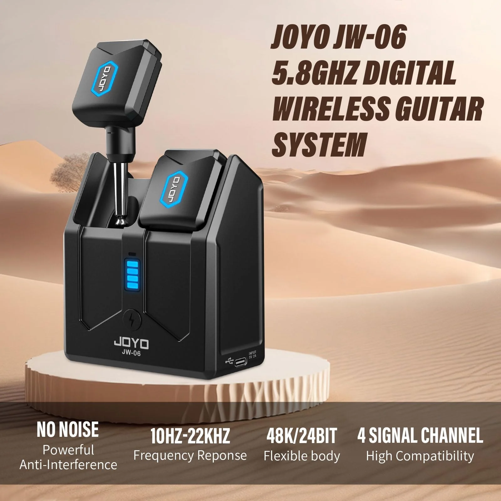 JOYO Wireless Guitar System 5.8GHz Wireless Guitar Transmitter Receiver with Charging Box 4 Signal Channel for Guitar Bass Electric Instruments (JW-06) 5.8Ghz with Charging - Image 2