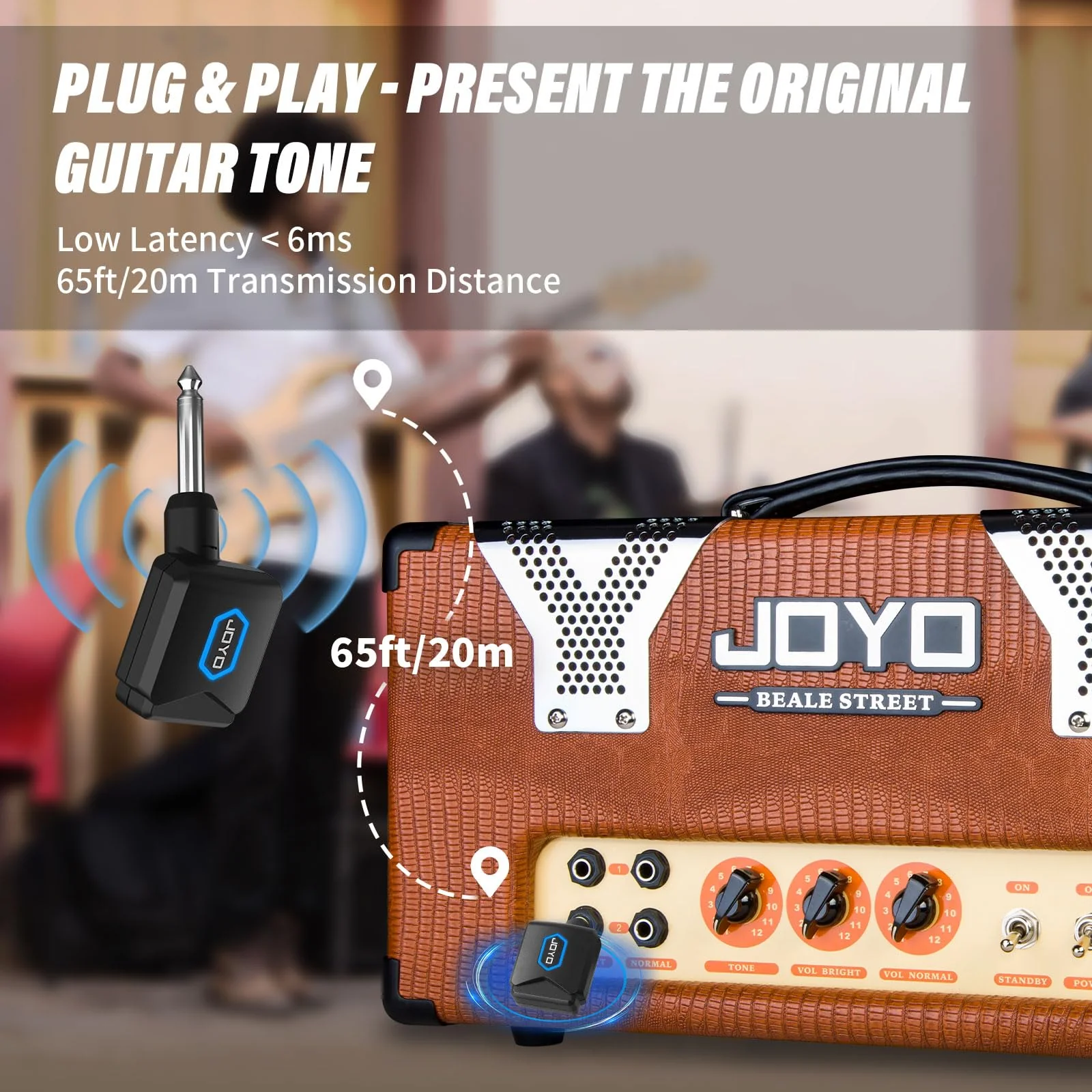 JOYO Wireless Guitar System 5.8GHz Wireless Guitar Transmitter Receiver with Charging Box 4 Signal Channel for Guitar Bass Electric Instruments (JW-06) 5.8Ghz with Charging - Image 6